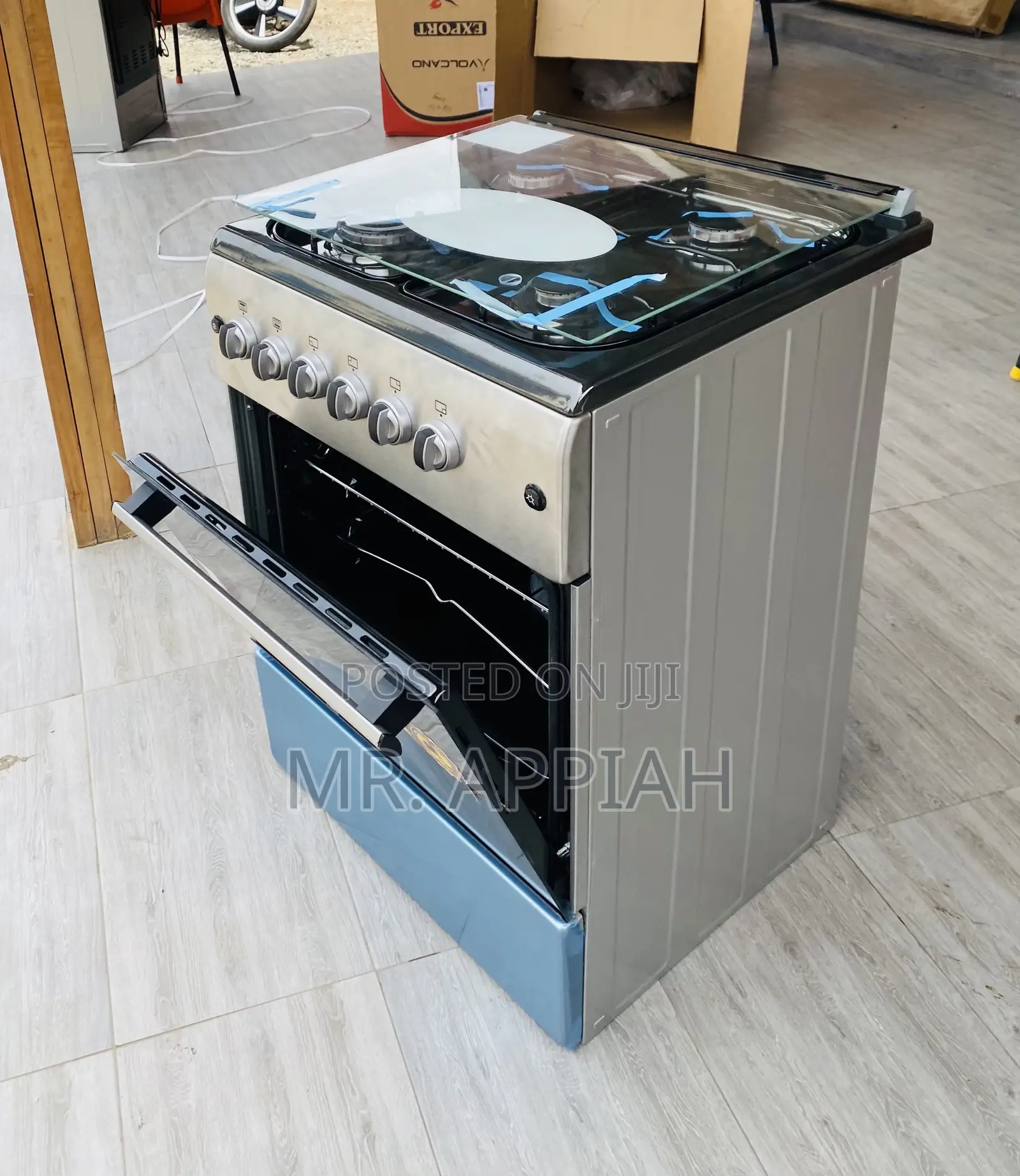 Durable Ferre 60x60 Oven and Grill 4 Gas Burner(Gray).