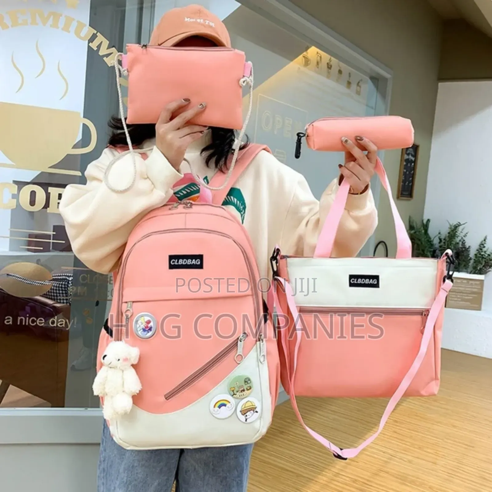 4pcs School Bag Purse Pen Case Travel Laptop Bag Backpack