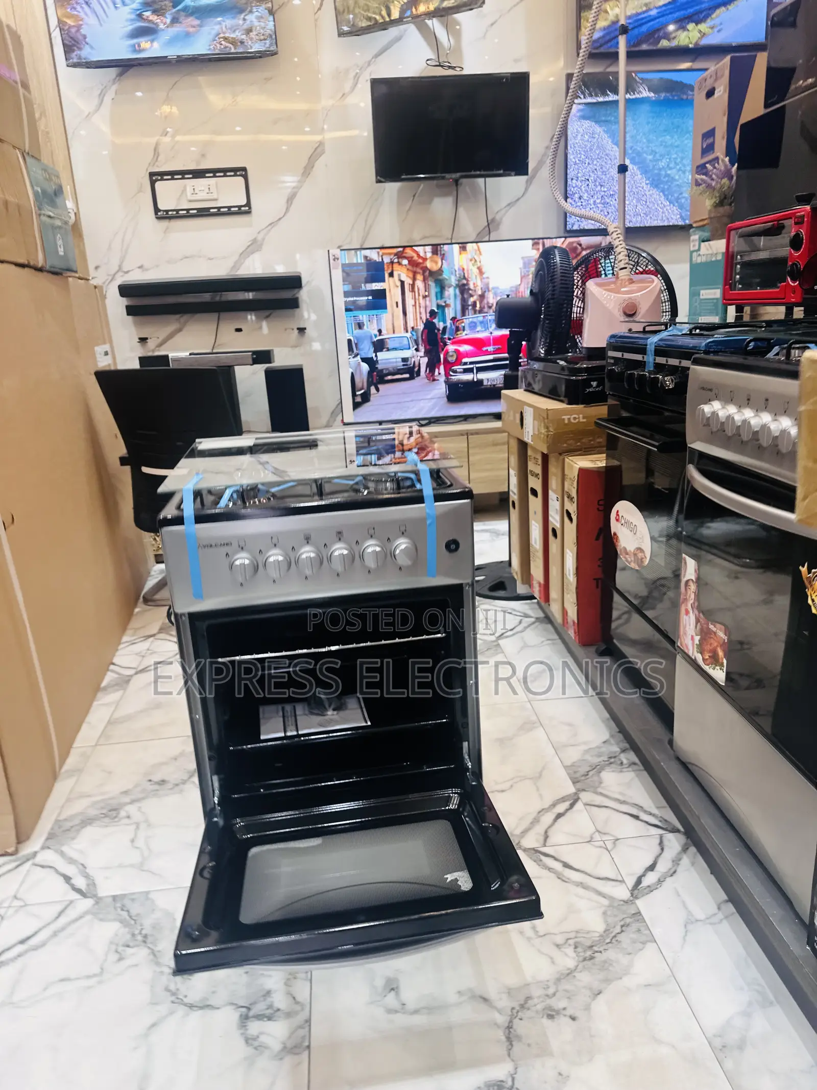 Text Us for Grey — 4burner 50/50 Oven Volcano Gas Cooker