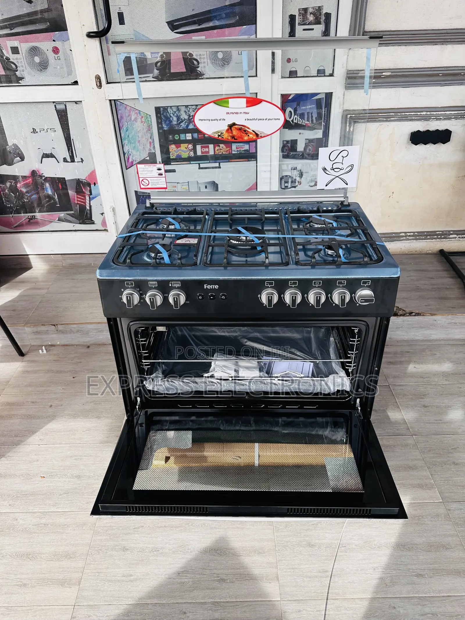 Turkish Foreign Made Gas Cooker5burner 60/90 Oven Rotisserie