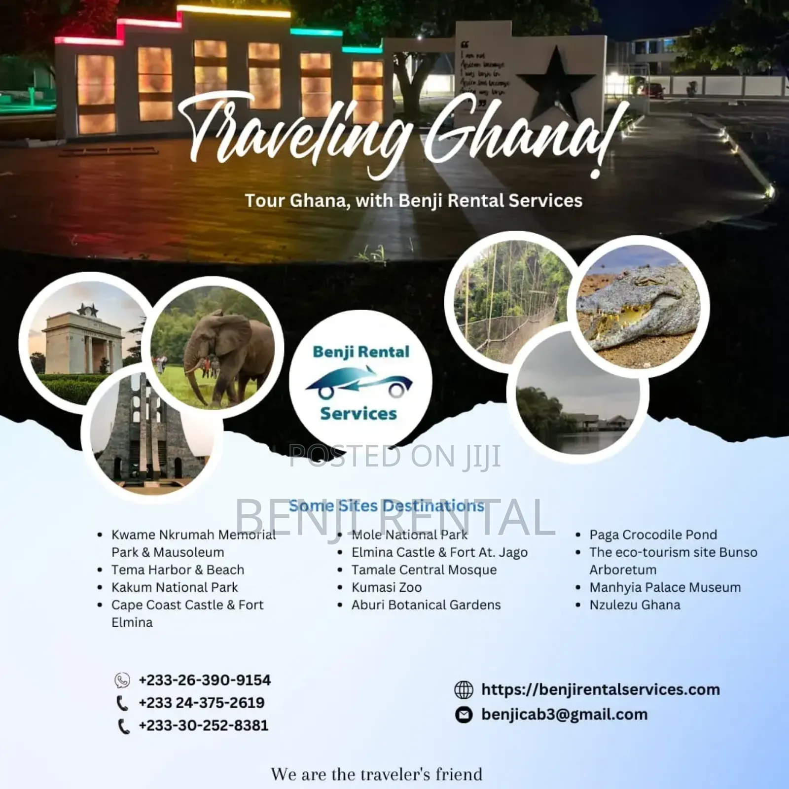 Tour Ghana With Benji Rental Services