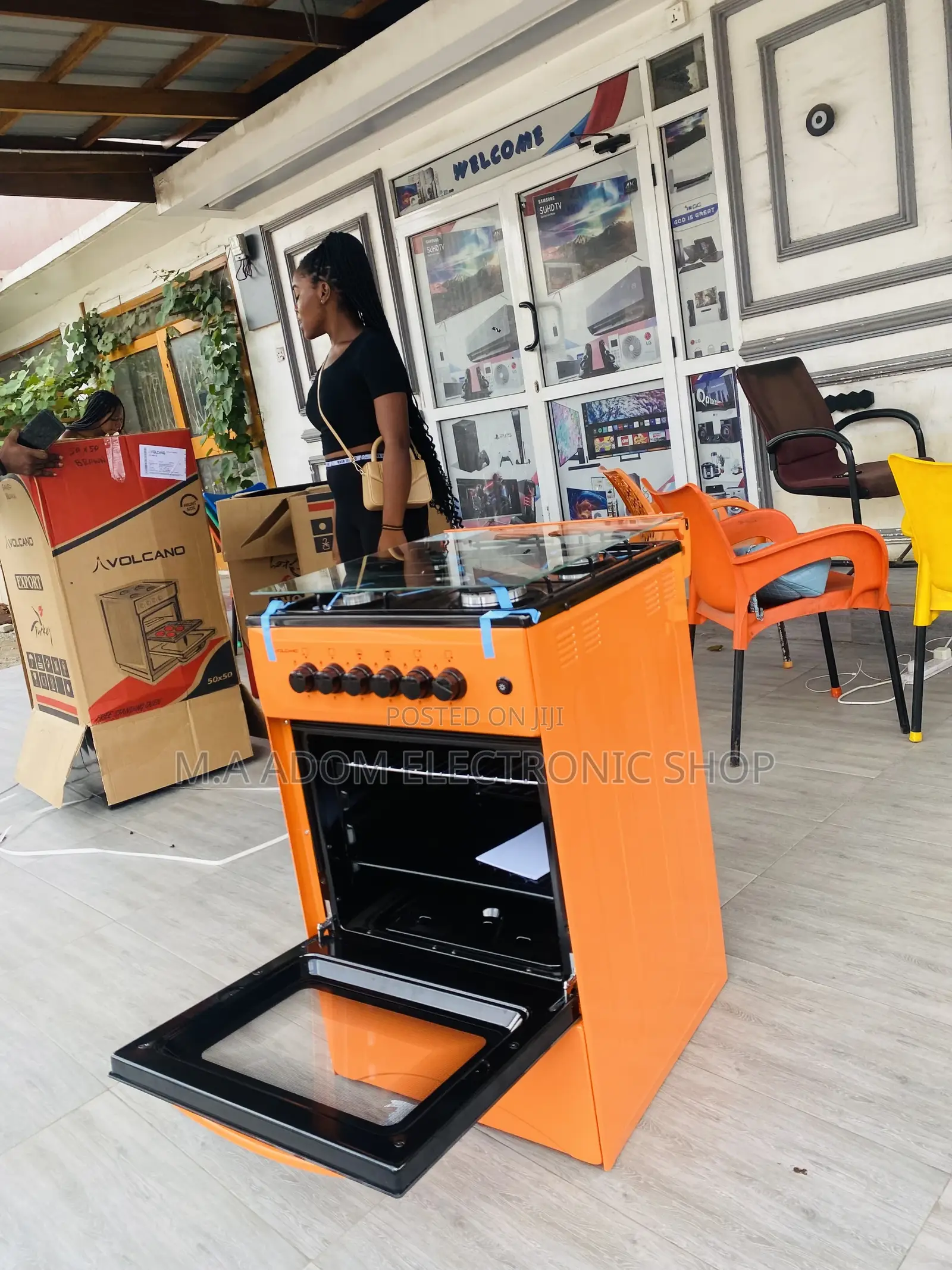 Elegantly Designed Volcano 50x50 4 Gas Burner + Oven(Orange)