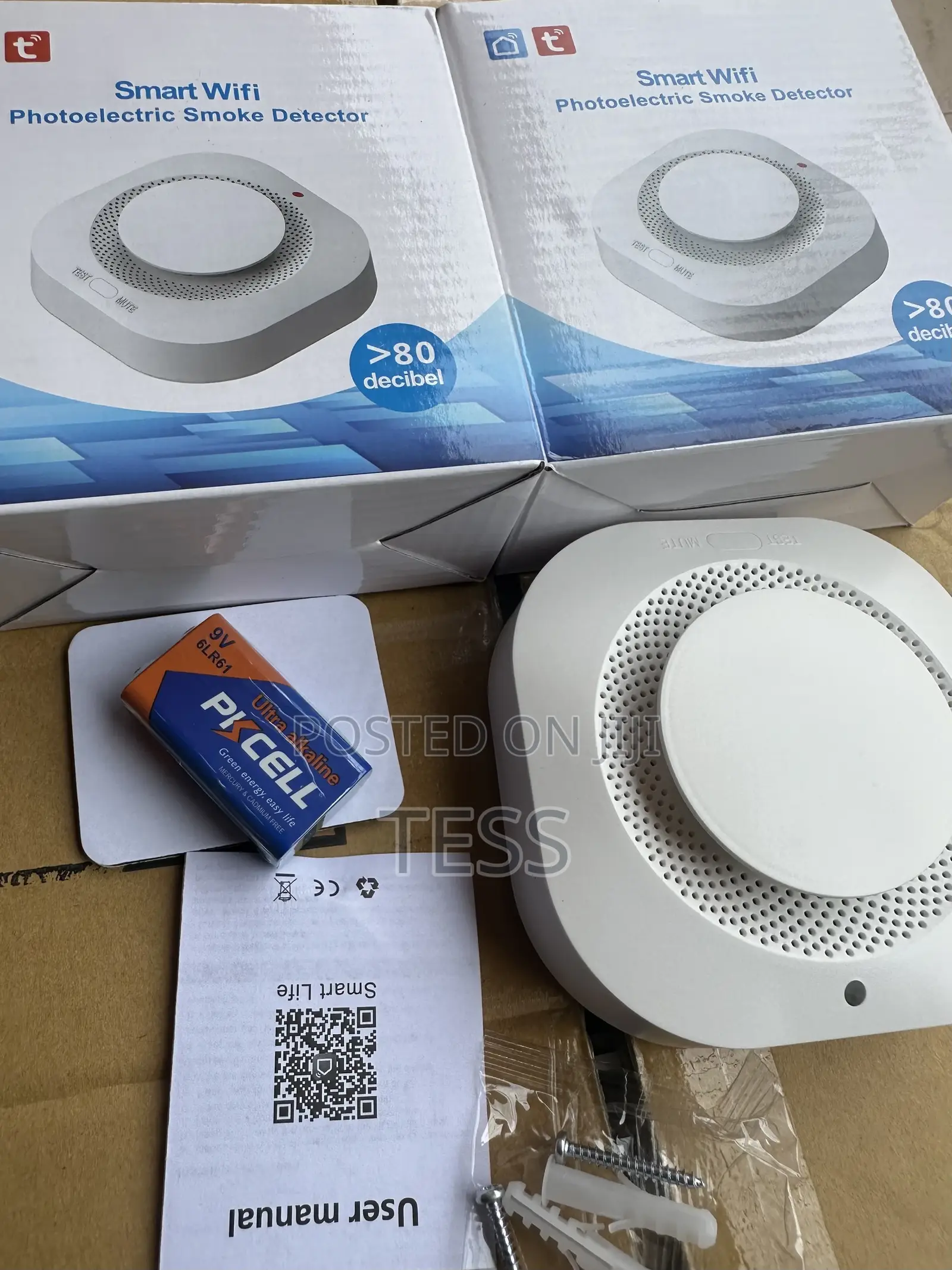 Smoke Detector Wifi Tuya Smart App With 9v Battery.