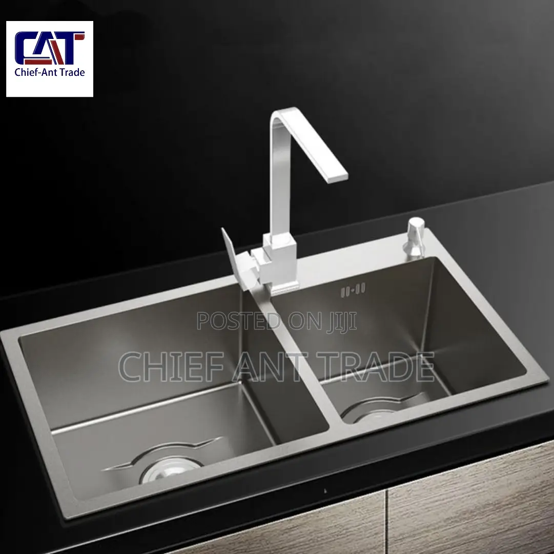 Double Silver Sink + Accessories. 7843