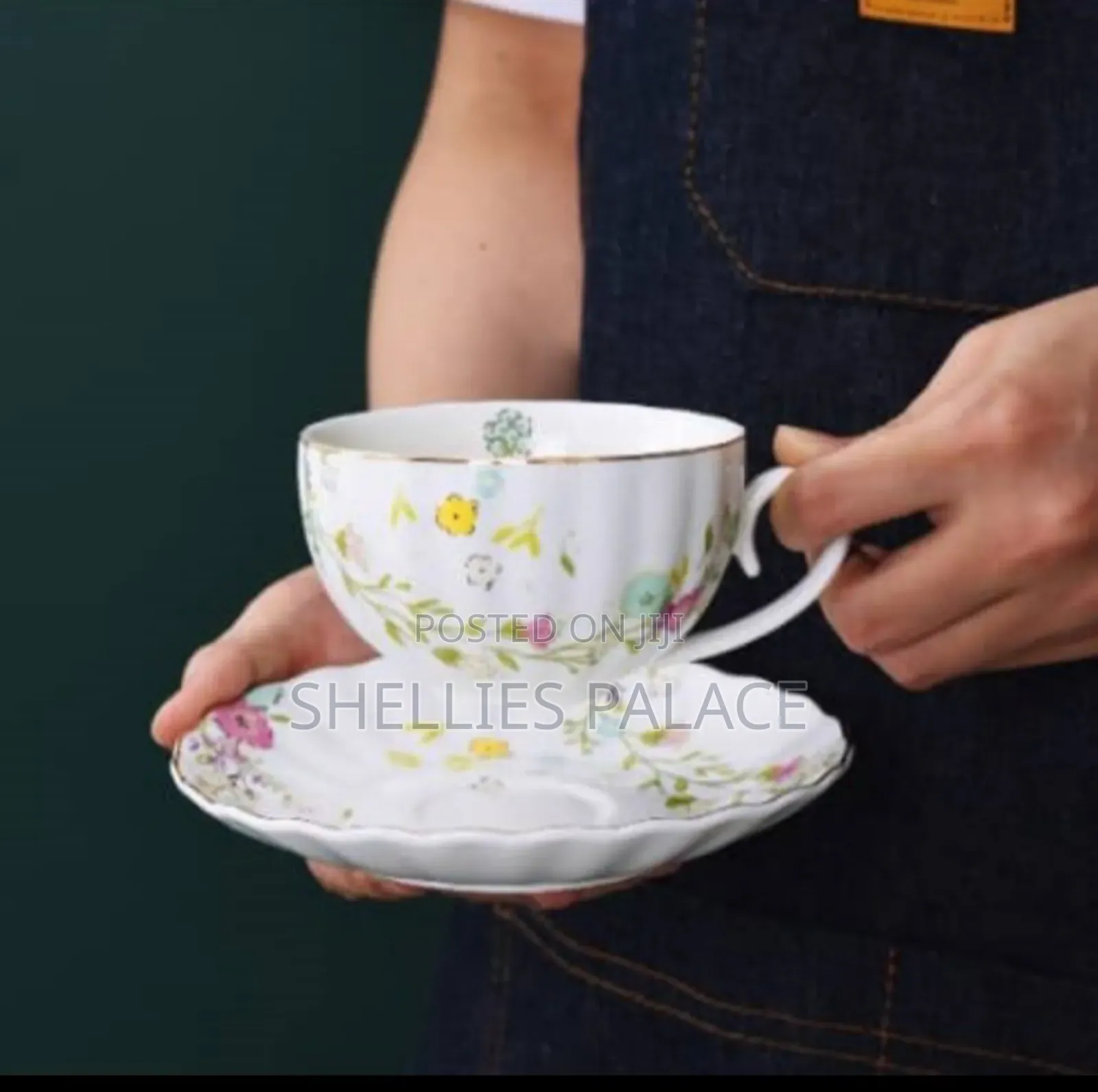 Small Fresh Pastoral Style Coffee Cup and Saucer Ceramic