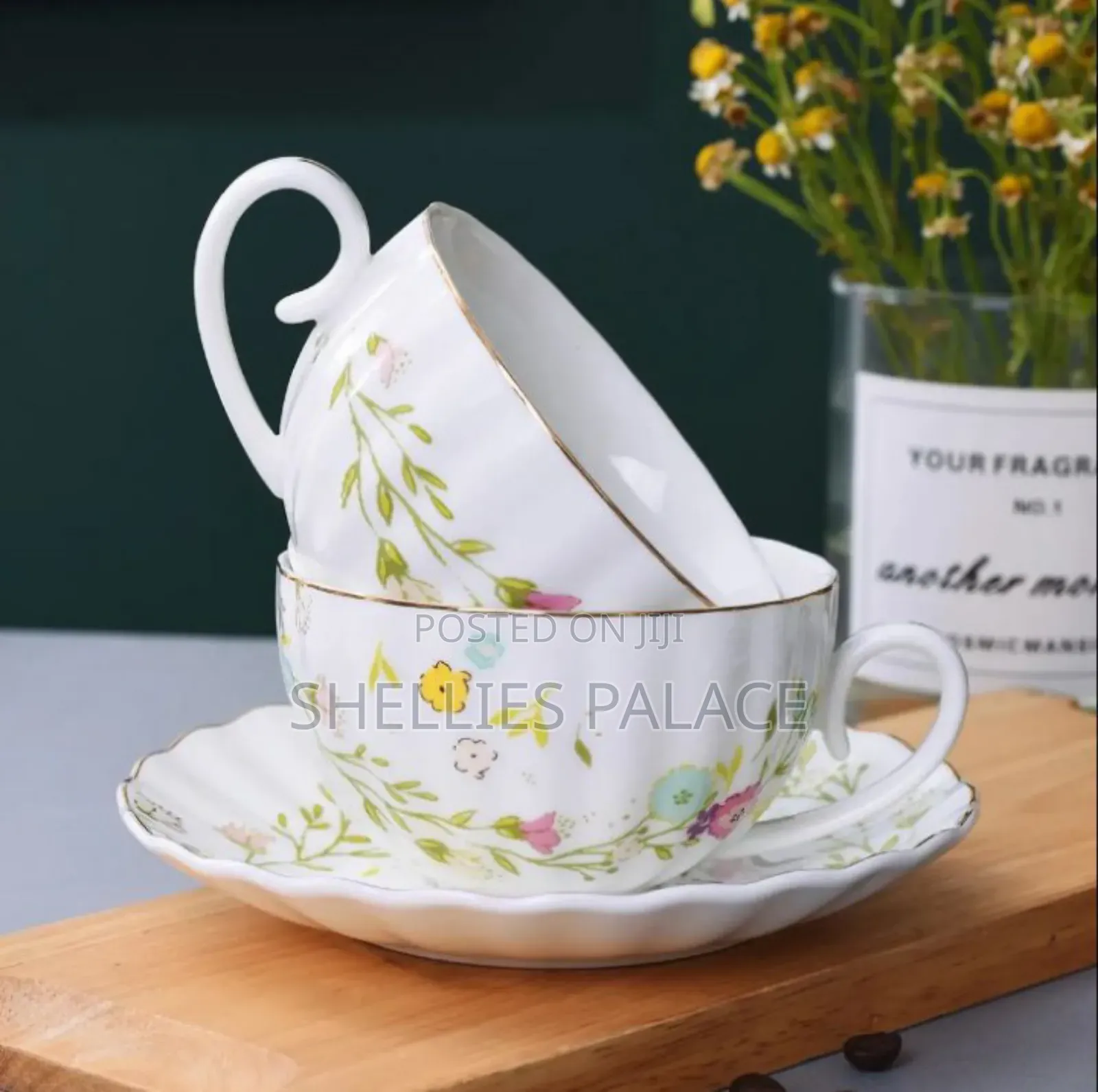 Small Fresh Pastoral Style Coffee Cup and Saucer Ceramic