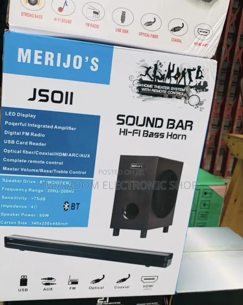 Elegantly Designed Merijo 300W Bluetooth Sound Bar(3.1ch)