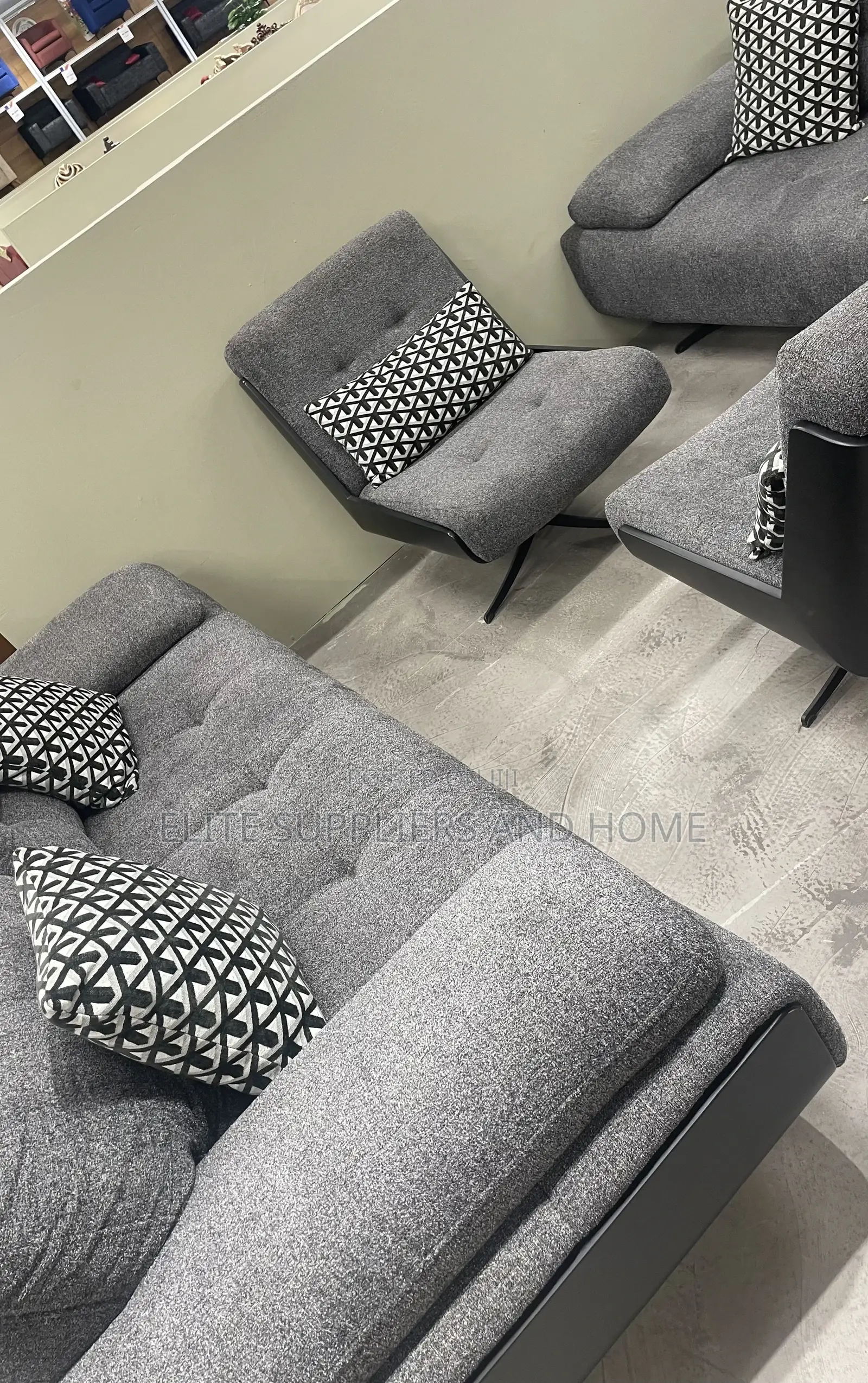 Sofa Set 3+3+1+1 Black Nepal