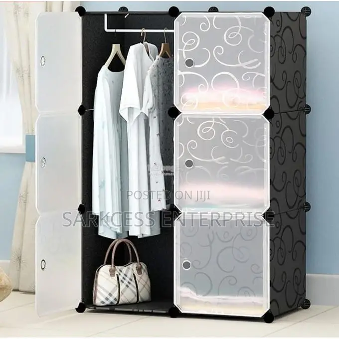 6 Cubes Plastic Wardrobe - Black/White