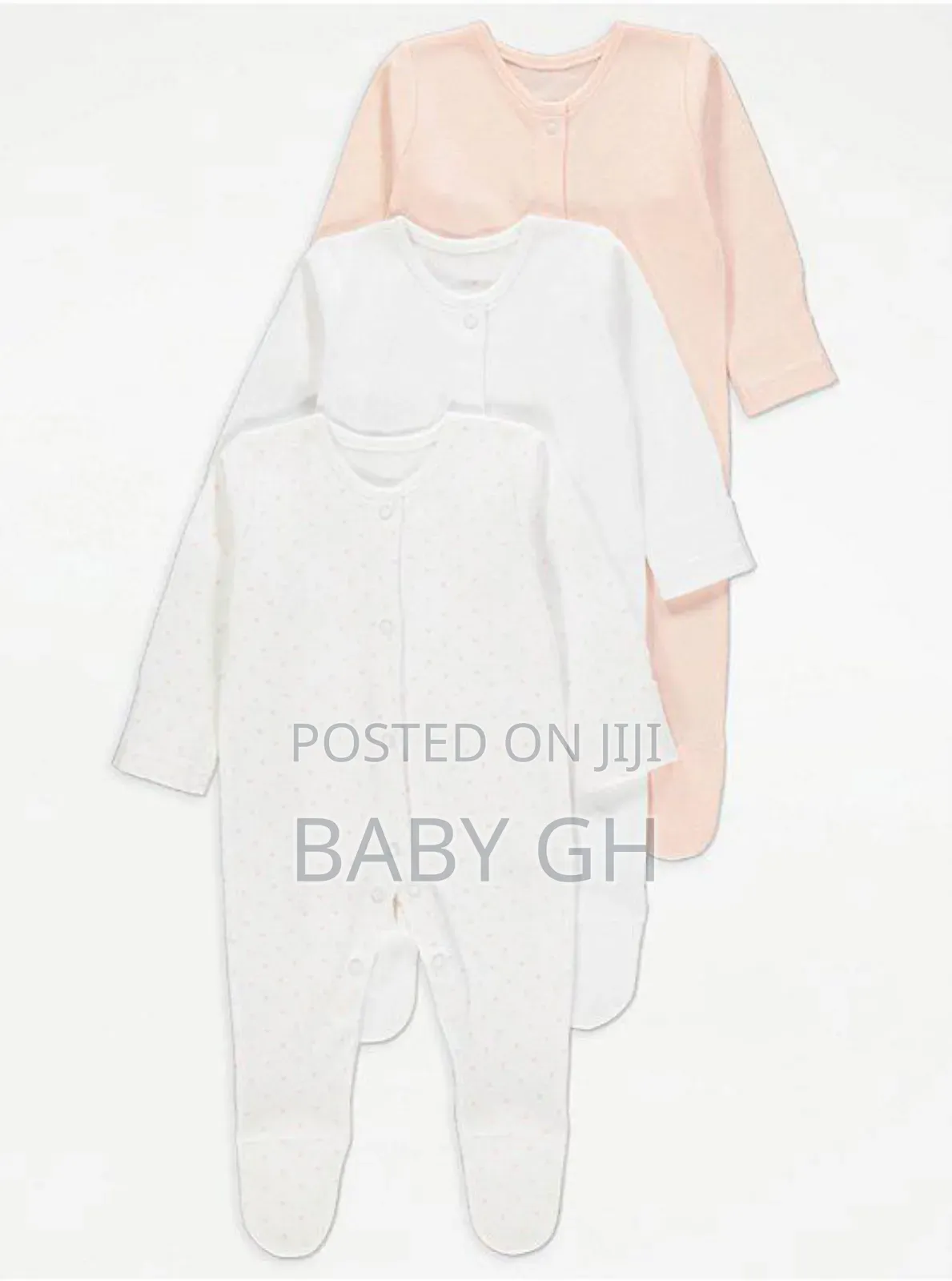 White Mini Hearts Sleepsuits 3 Pack
