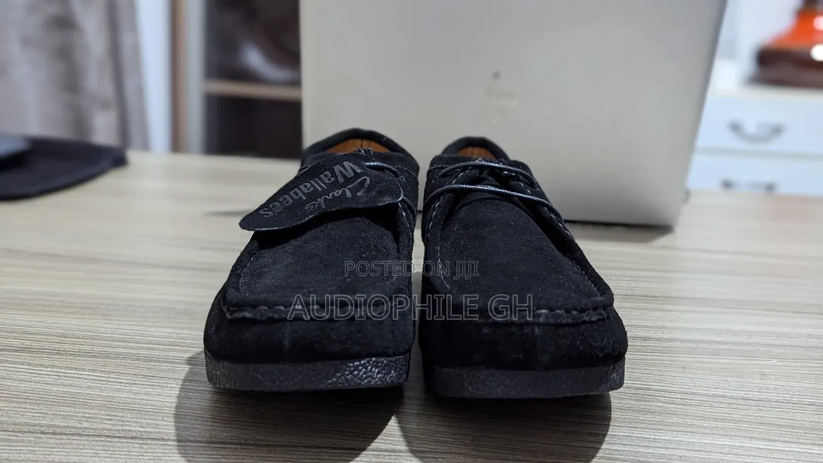 Clarks Wallabee Black Leather Shoes