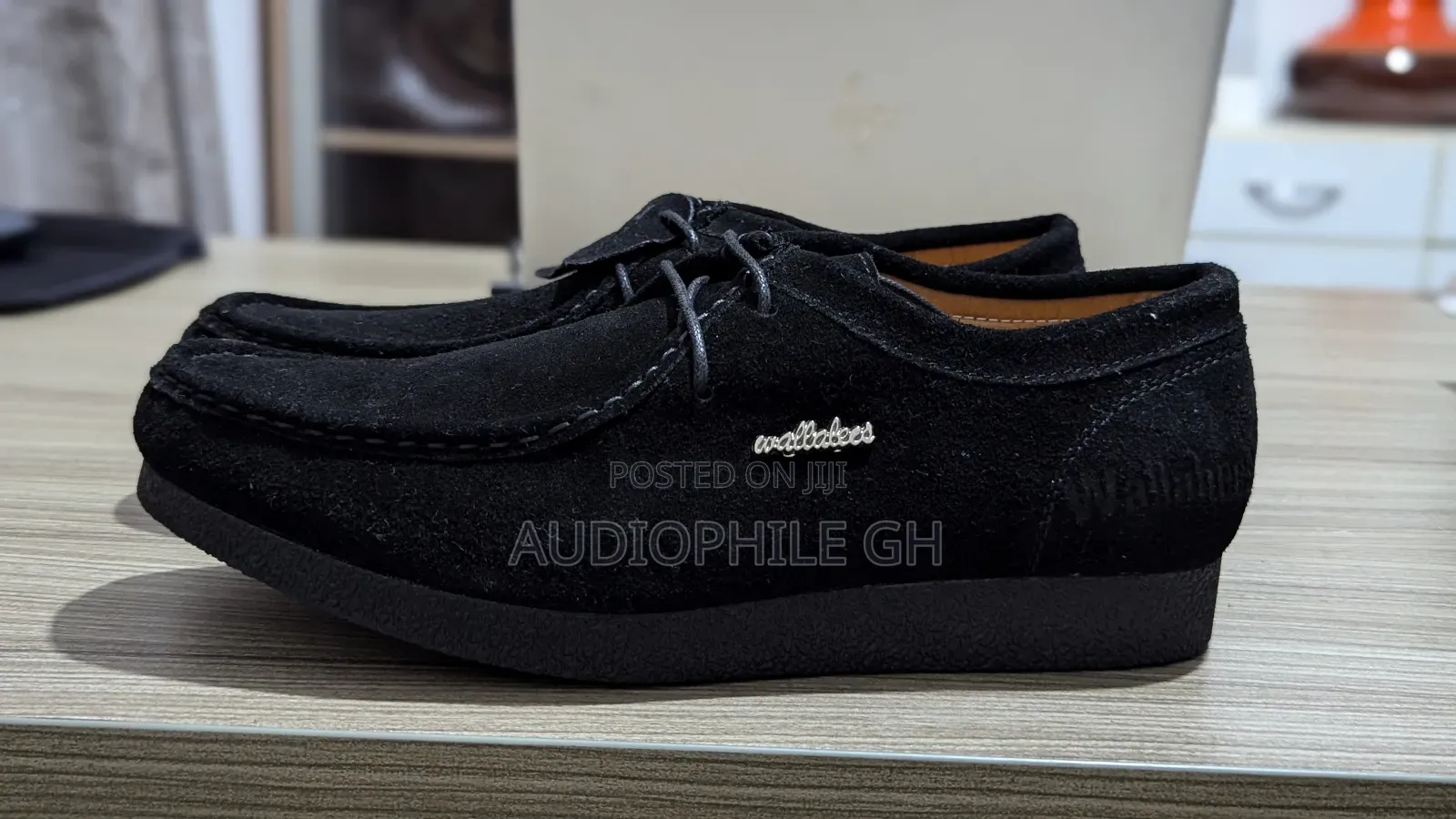 Clarks Wallabee Black Leather Shoes