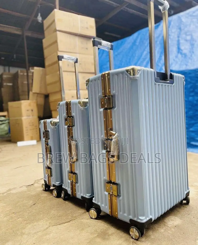 Branded Seablue 3set Purely Locks Aluminum Suitcase Bag