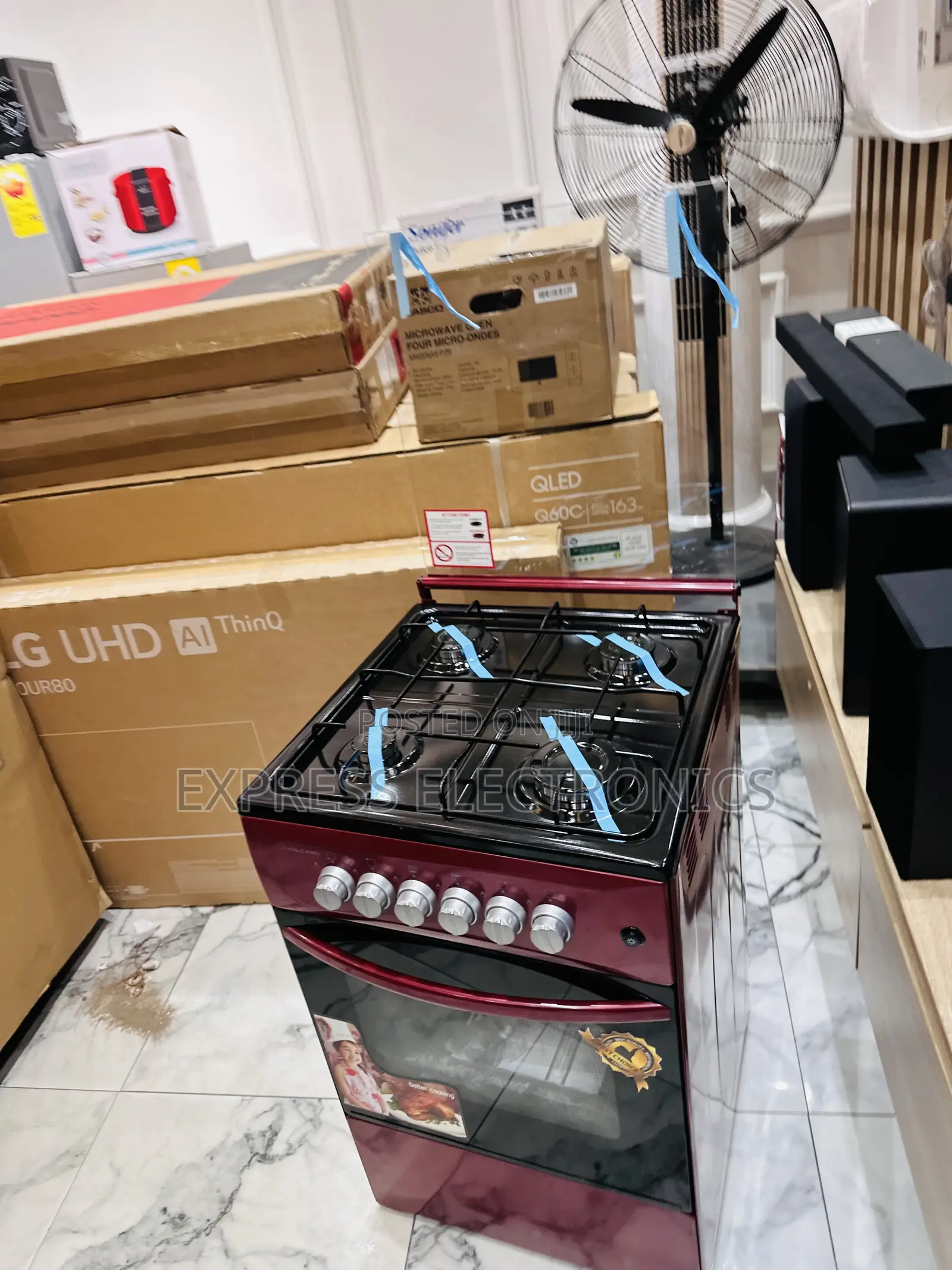 4burner Gas Cooker Oven 50/50 Red Color Volcano * 