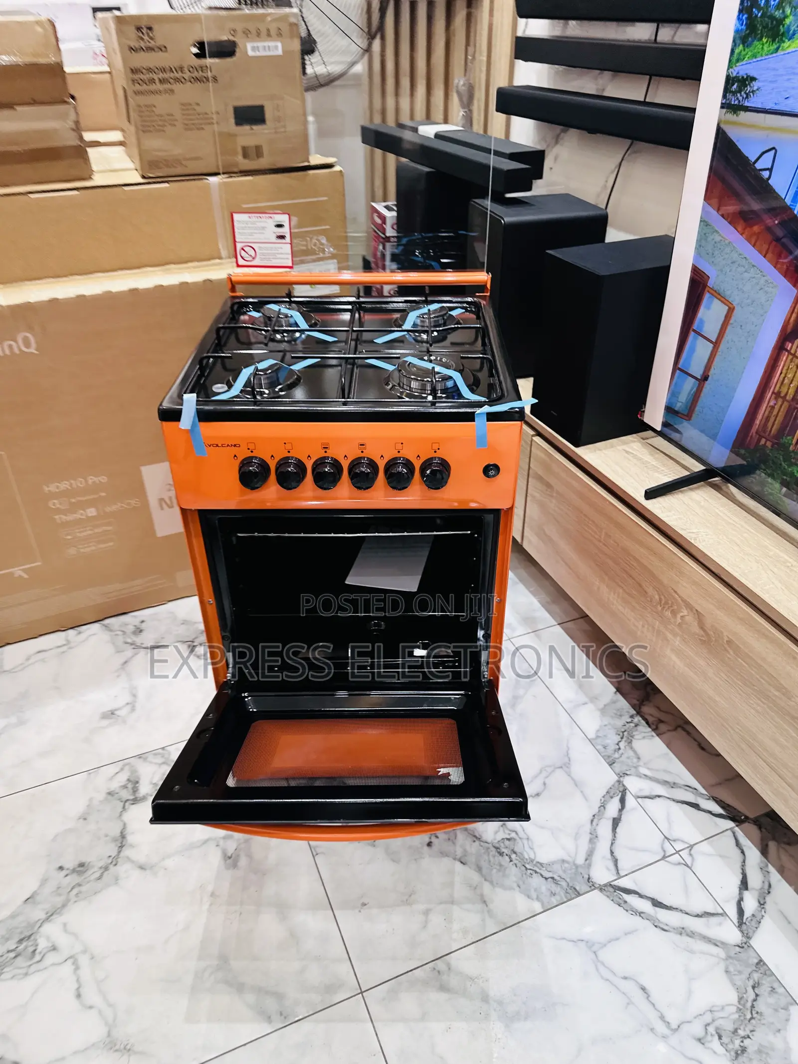 Orange Color Gas Oven 4burner 50/50  