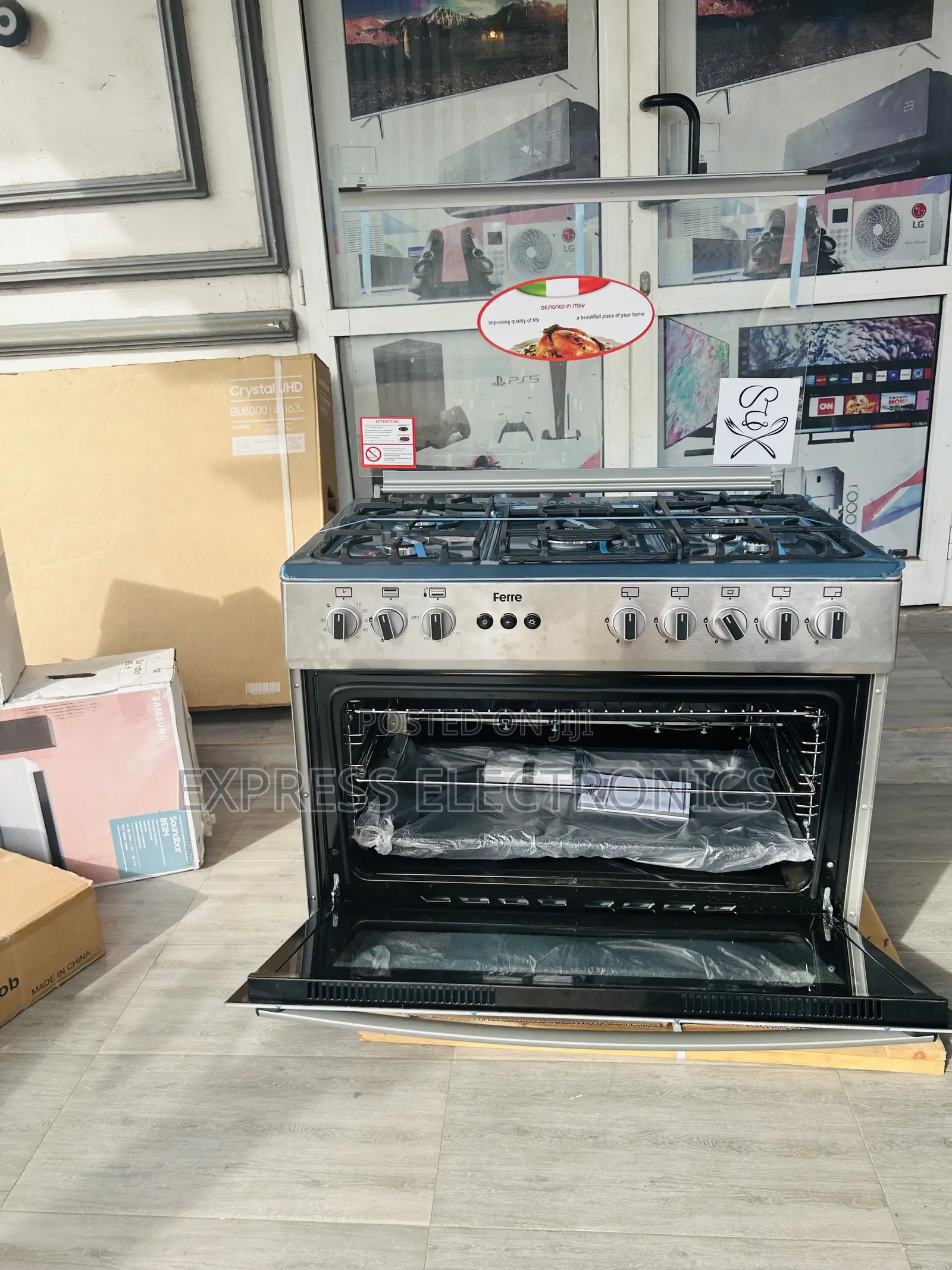 6 Gas Burner, Auto Ignition, Oven 60x90 (6b) All Gaz