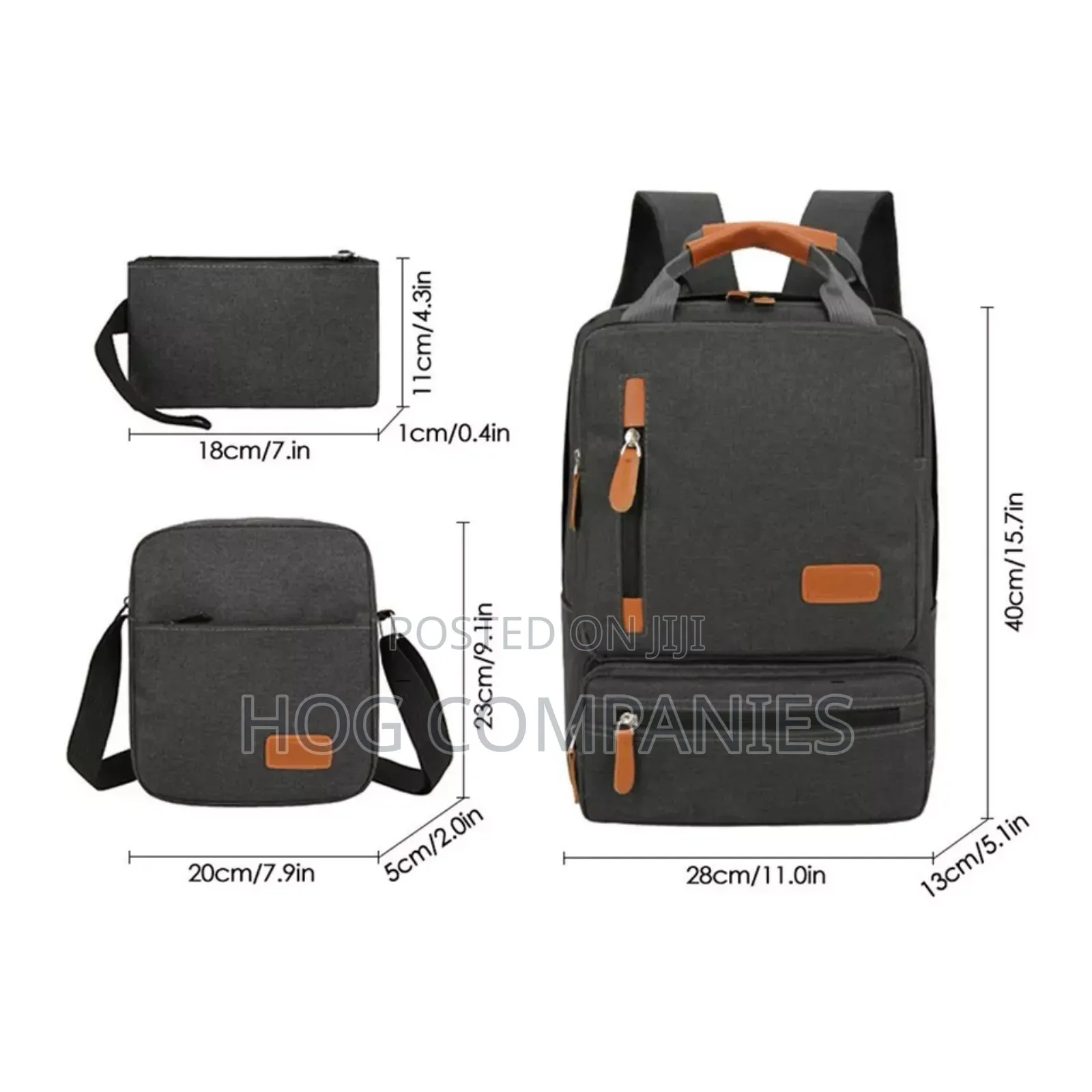 3pcs Waterproof Laptop Backpack Travel/School Bag With Usb