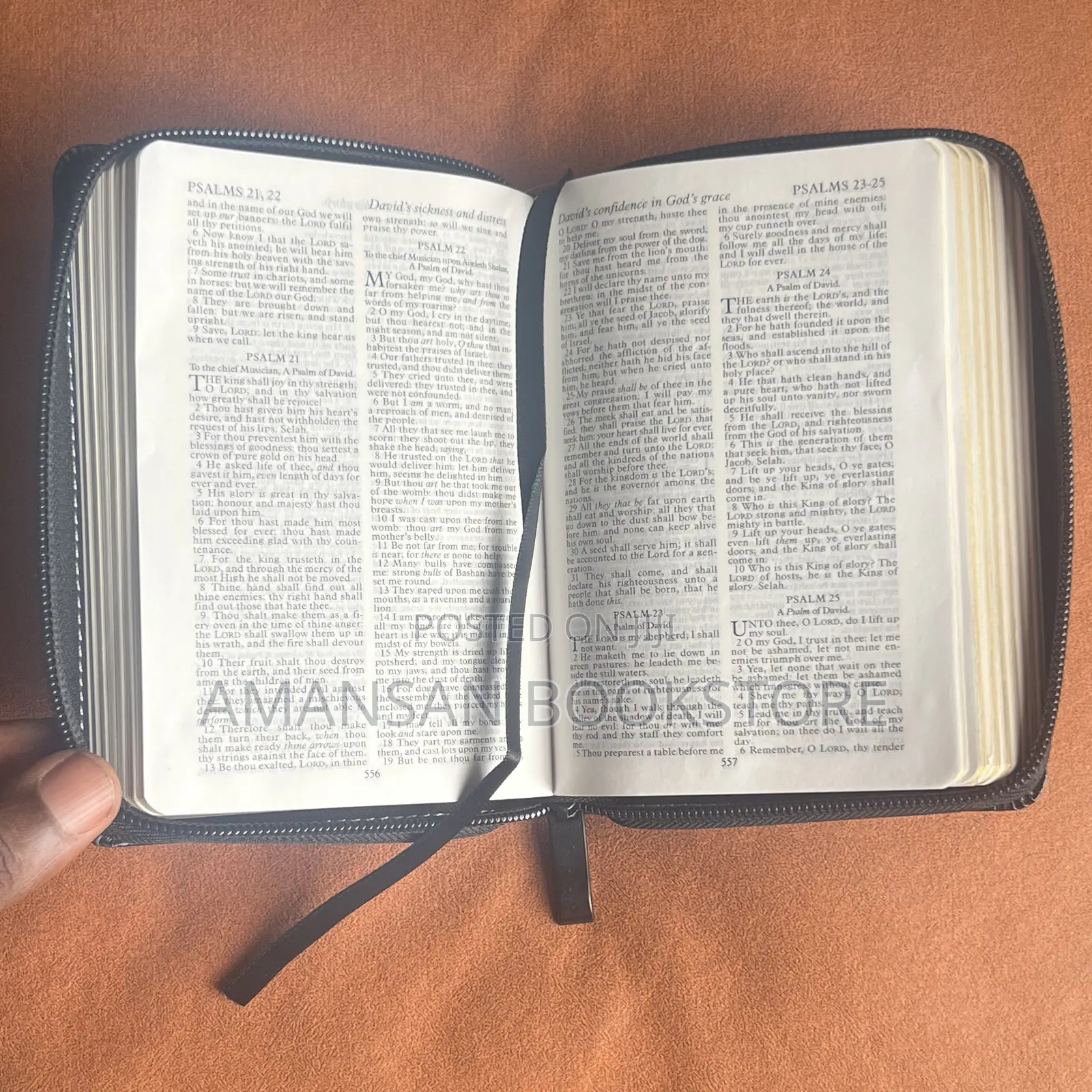 Pocket Size KJV Bible With Leather Jacket (Black Gray)