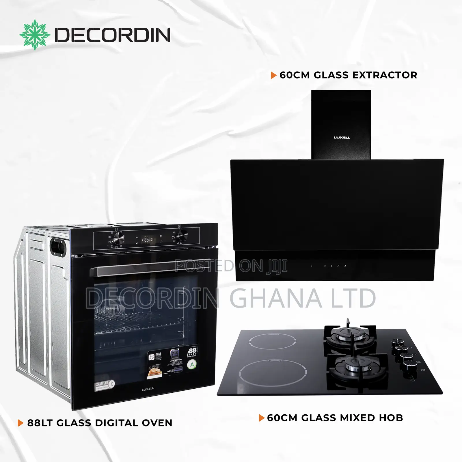 2 Electric 2 Gas 60cm Glass Set With 88l Oven