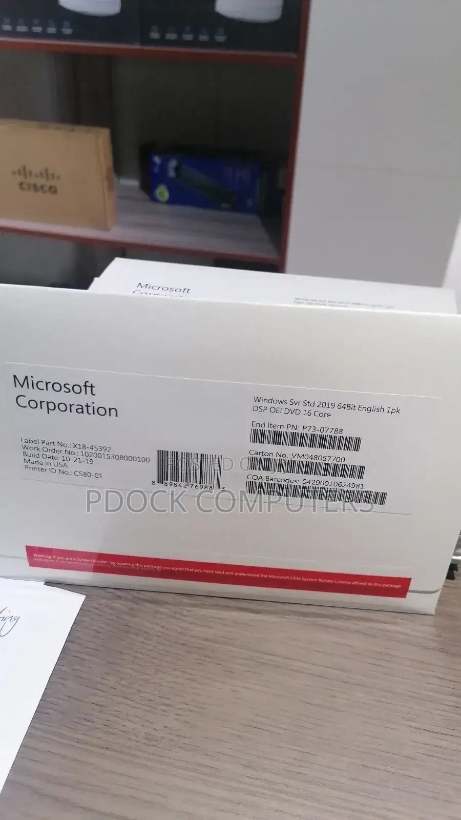 Windows SVR STD 2019 64bit English 1pk DSP OEI DVD 16 Core