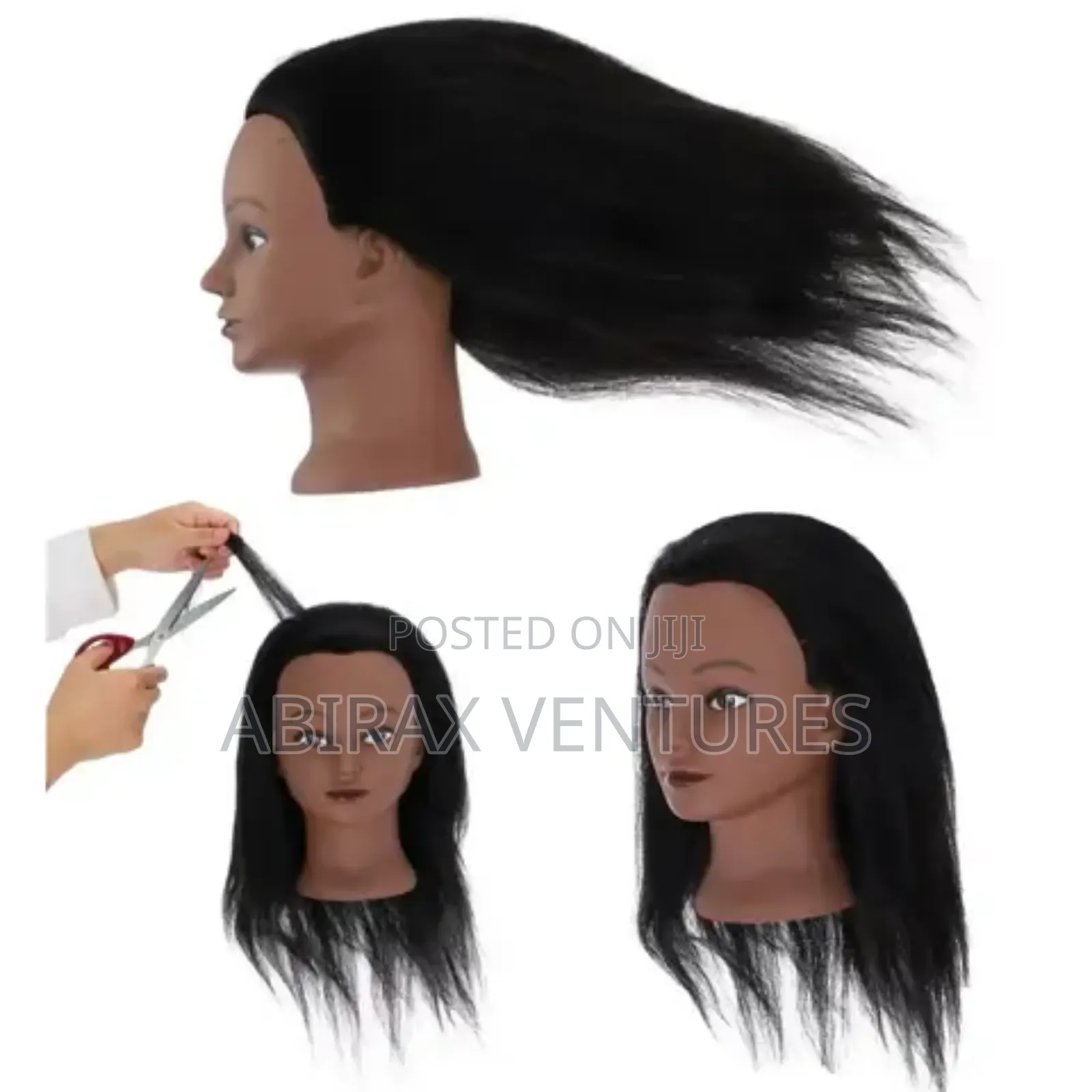 100% Human Hair Darkskinned Mannequin Training Head