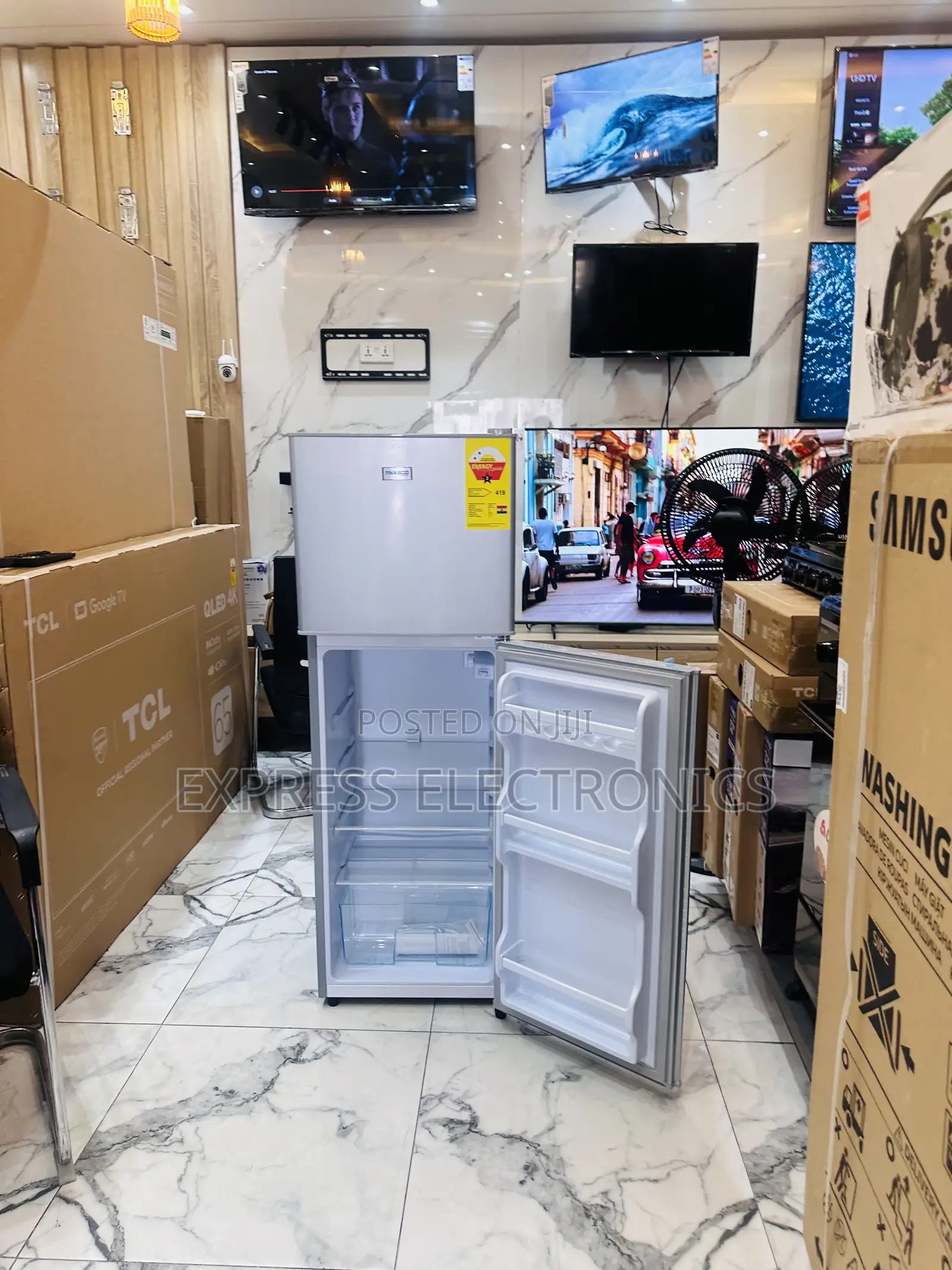 Nasf-18fl Double Door Fridge Top Freezer Nasco Grey.