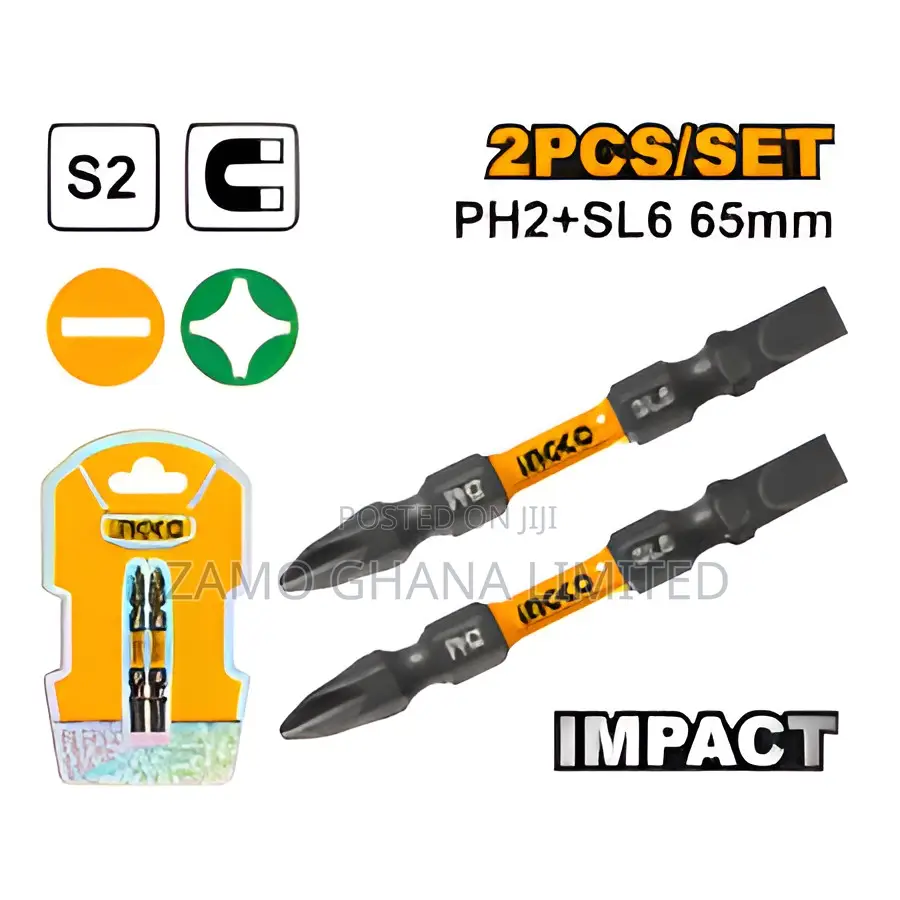 Impact Screwdriver Bits Ph+Sl 65mm 2pcs Set - Sdbim72hl665