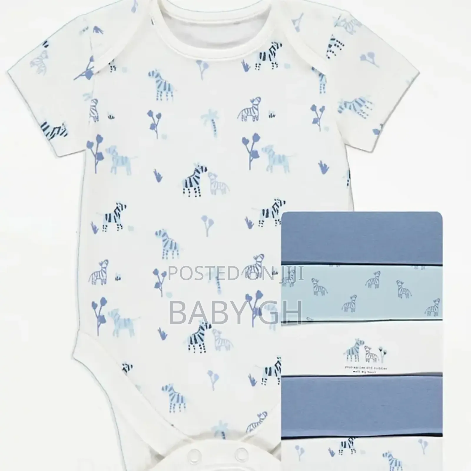 George Blue Zebra Short Sleeve 7 Pack Bodysuits