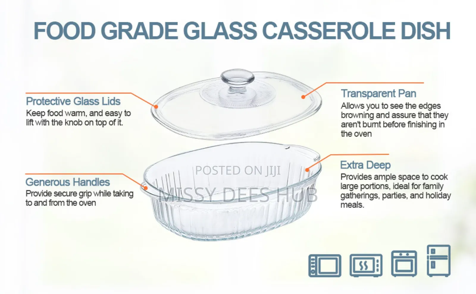 1.8 Oval Tempered Glass Casserole Dish With Lid