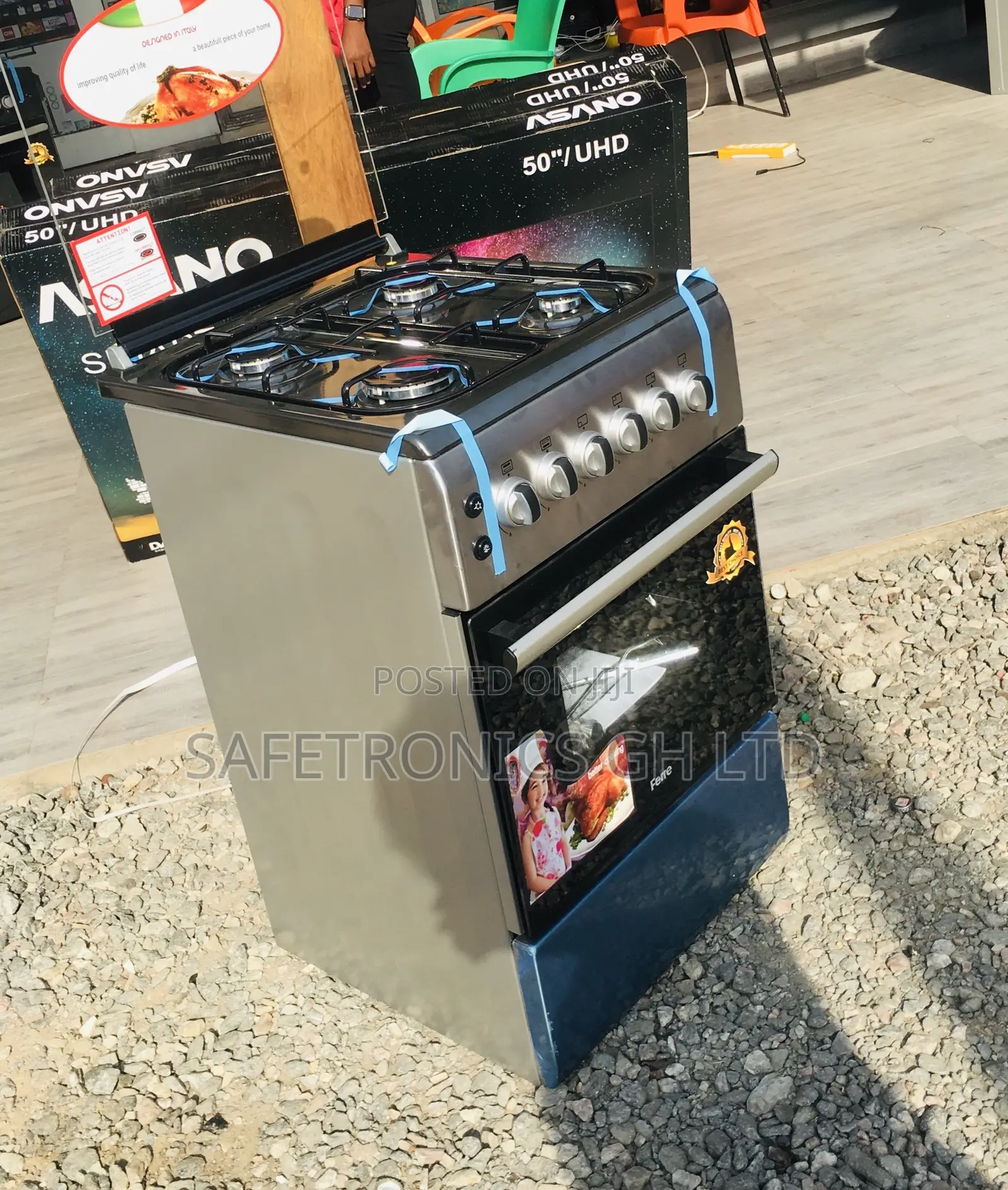 New Line Ferre 4 Gas Cooker 50by60 (Gray) Oven: Grill 