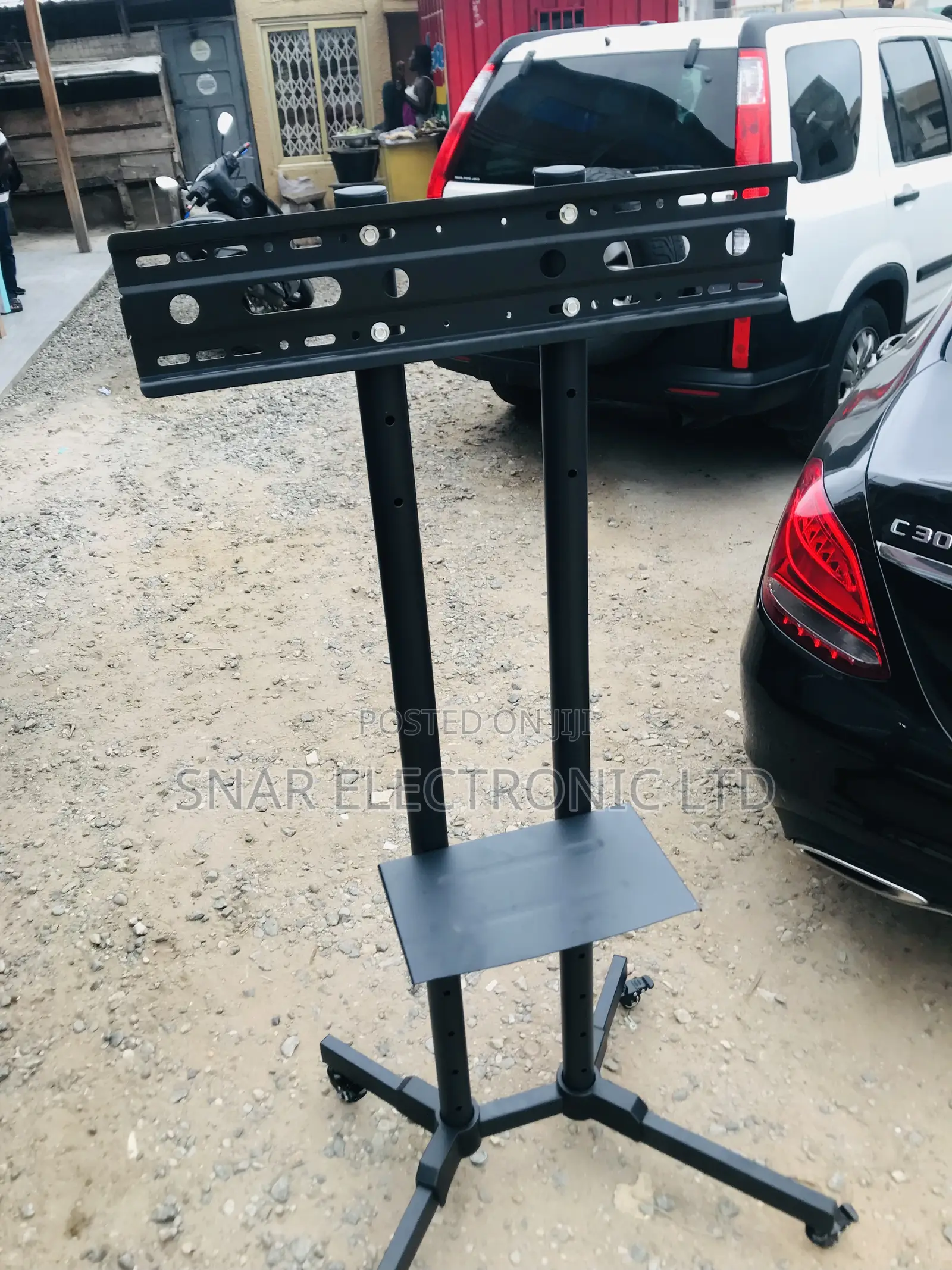 Neatly Tall Mobile TV Stand Rolling Movable for Most 32"-70"