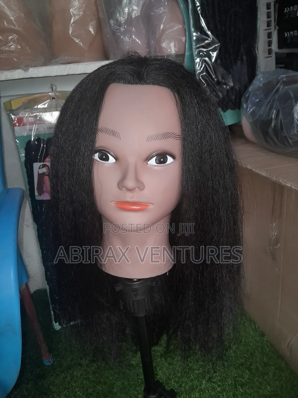 100% Human Hair Darkskinned Mannequin Training Head