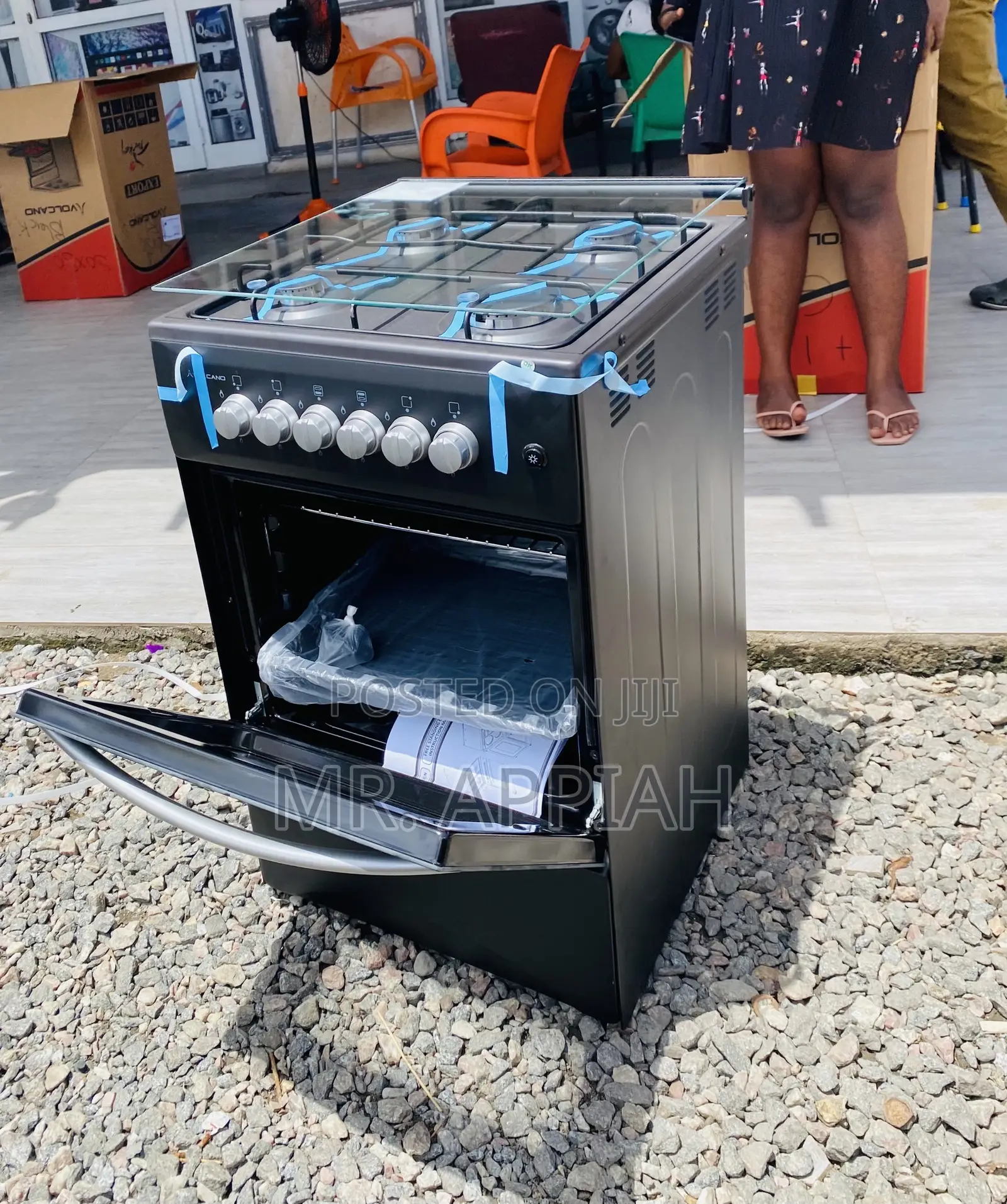 Well Designed Volcano Gas Oven 4 Burner(50x50)Black