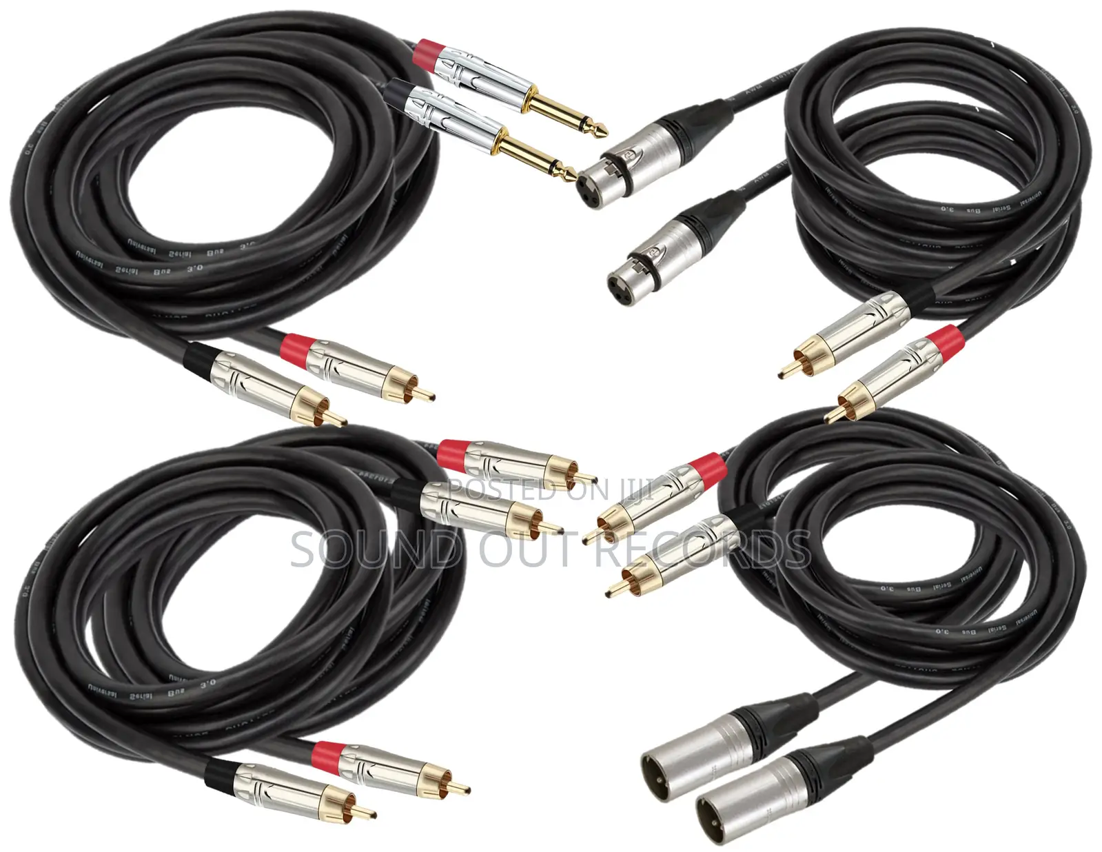 1pair Studio Quality Male RCA to RCA/XLR/TS Cables
