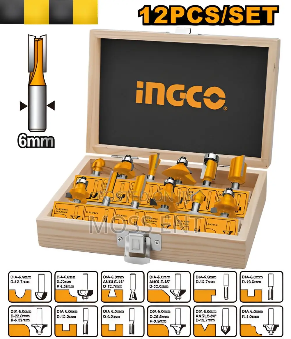 12pcs Router Bits Set 6mm - Akrt1201