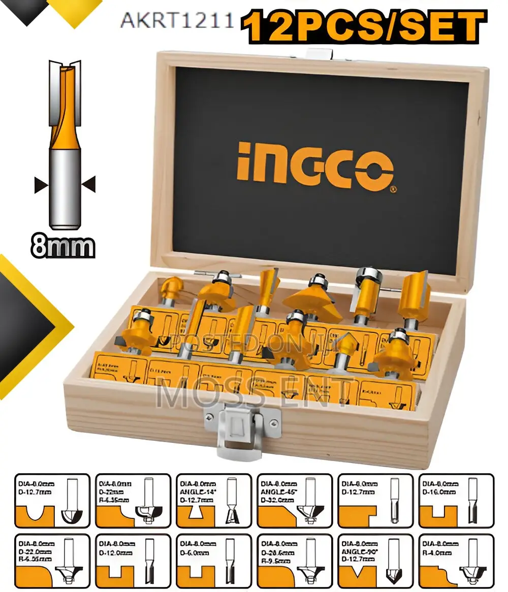 12pcs Router Bits Set 8mm - Akrt1211