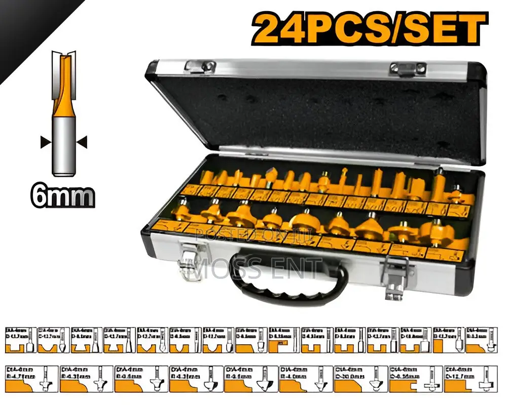 24 PCS Router Bits Set 6mm - Akrt24061