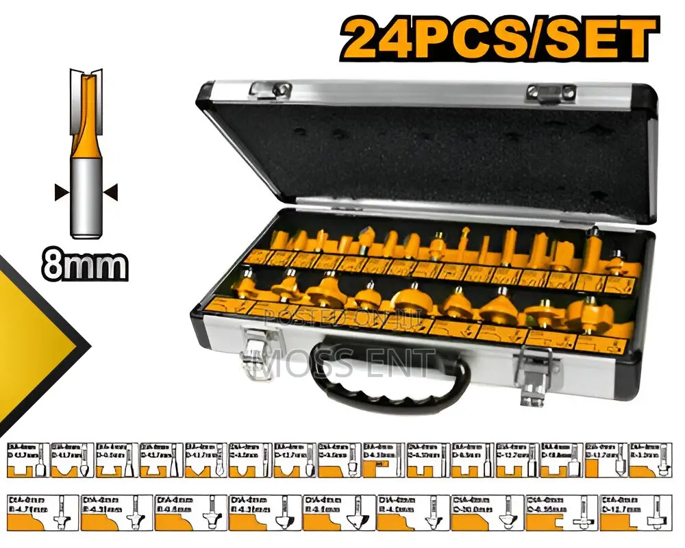 24 PCS Router Bits Set 8mm - Akrt24081