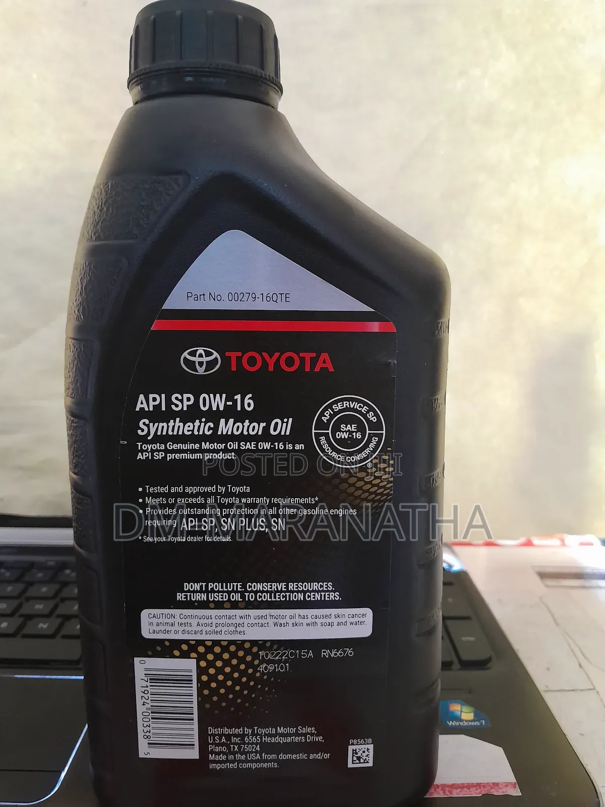 0w-16 Full Box Toyota Full Synthetic Engine Oil 1liter