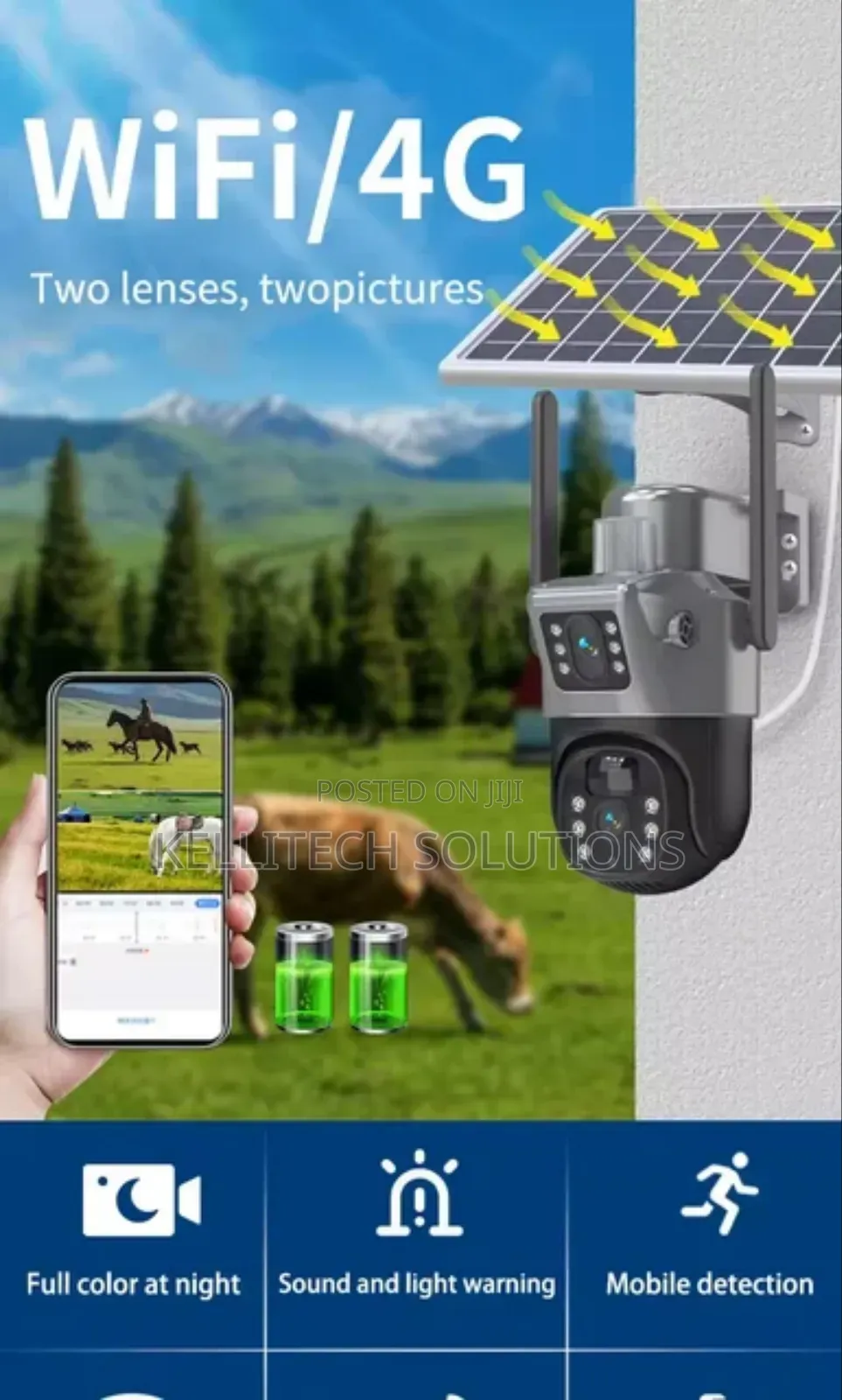 Double Lens CCTV Camera With SIM Slot and Solar Panel