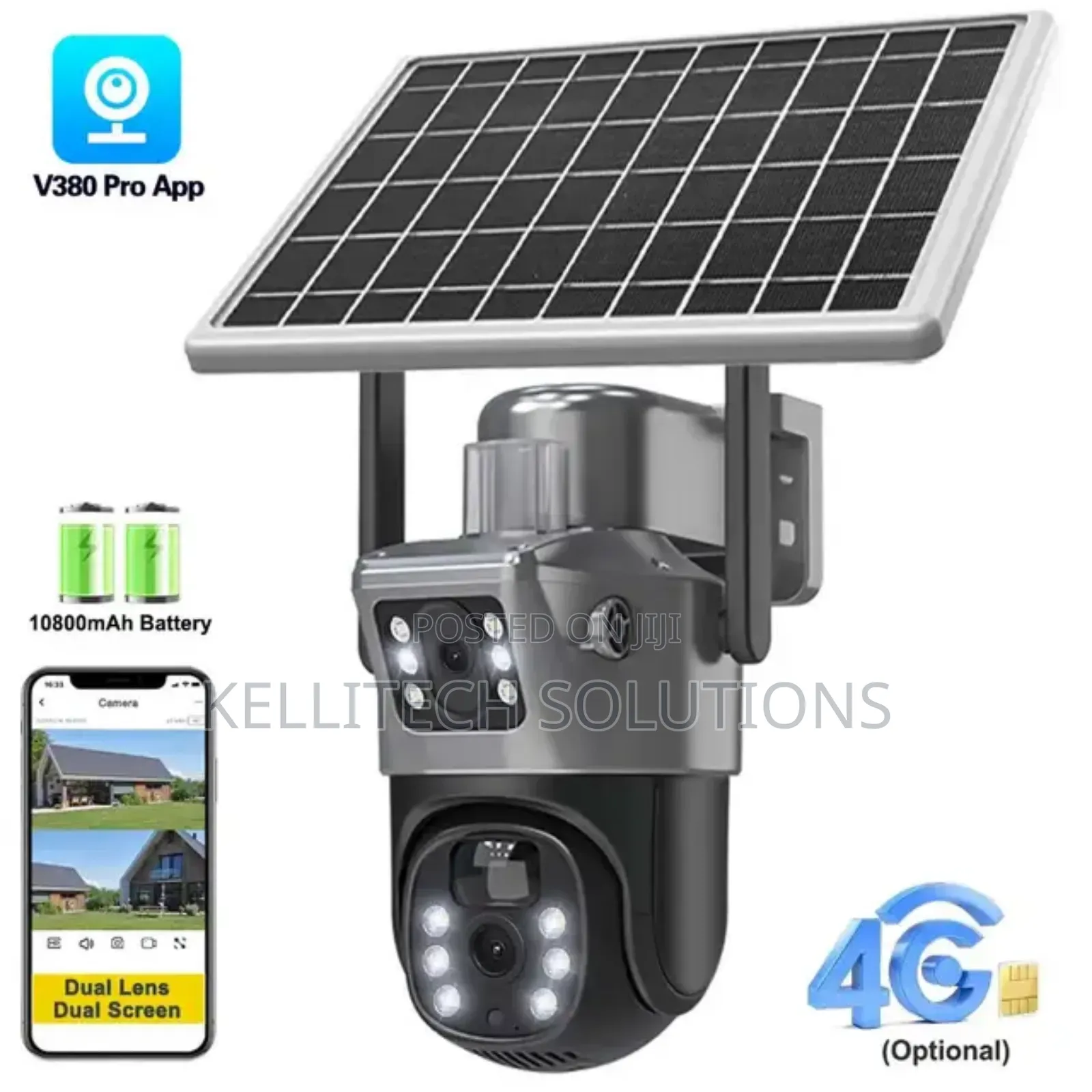 Battery 4G SIM Dual Lens PTZ CCTV Camera With Solar Power