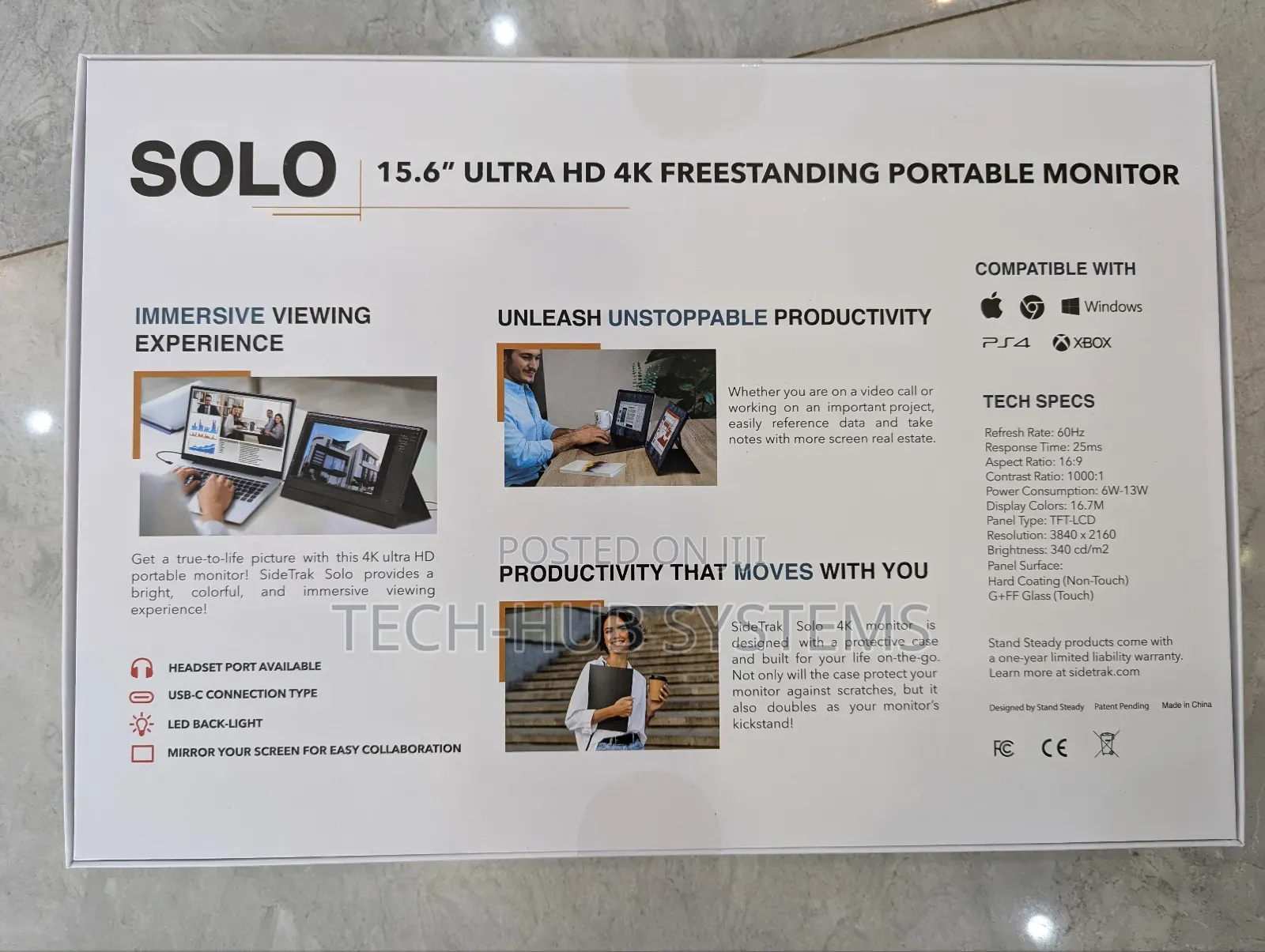 Sidetrak Solo 15.6” Freestanding Portable Monitor