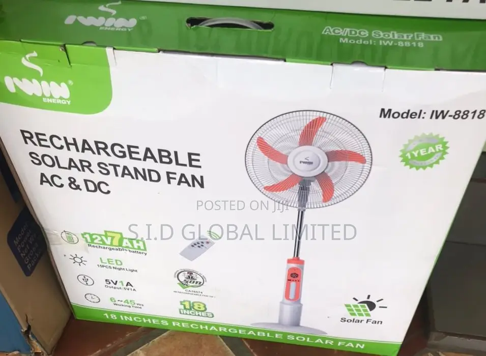 Rechargeable Solar IWIN Remote Control Standing Fan