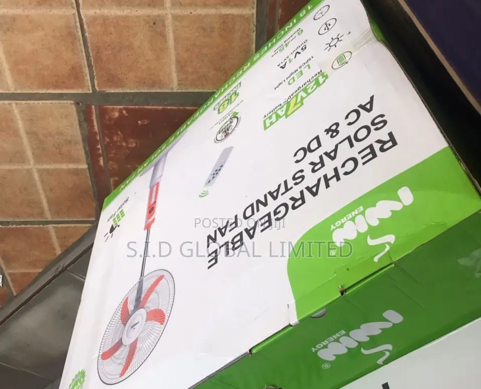 One of a Kind IWIN 18'' Rechargeable Solar Stand Fan