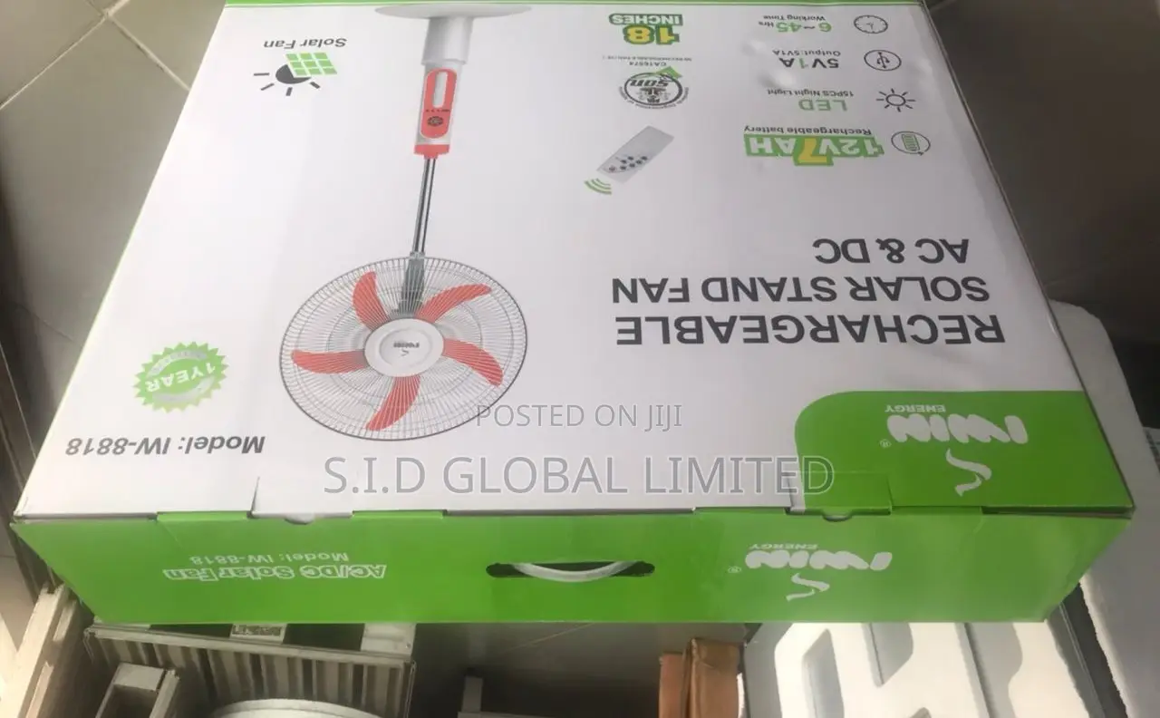 Model 18'' IWIN Rechargeable Solar Stand Fan