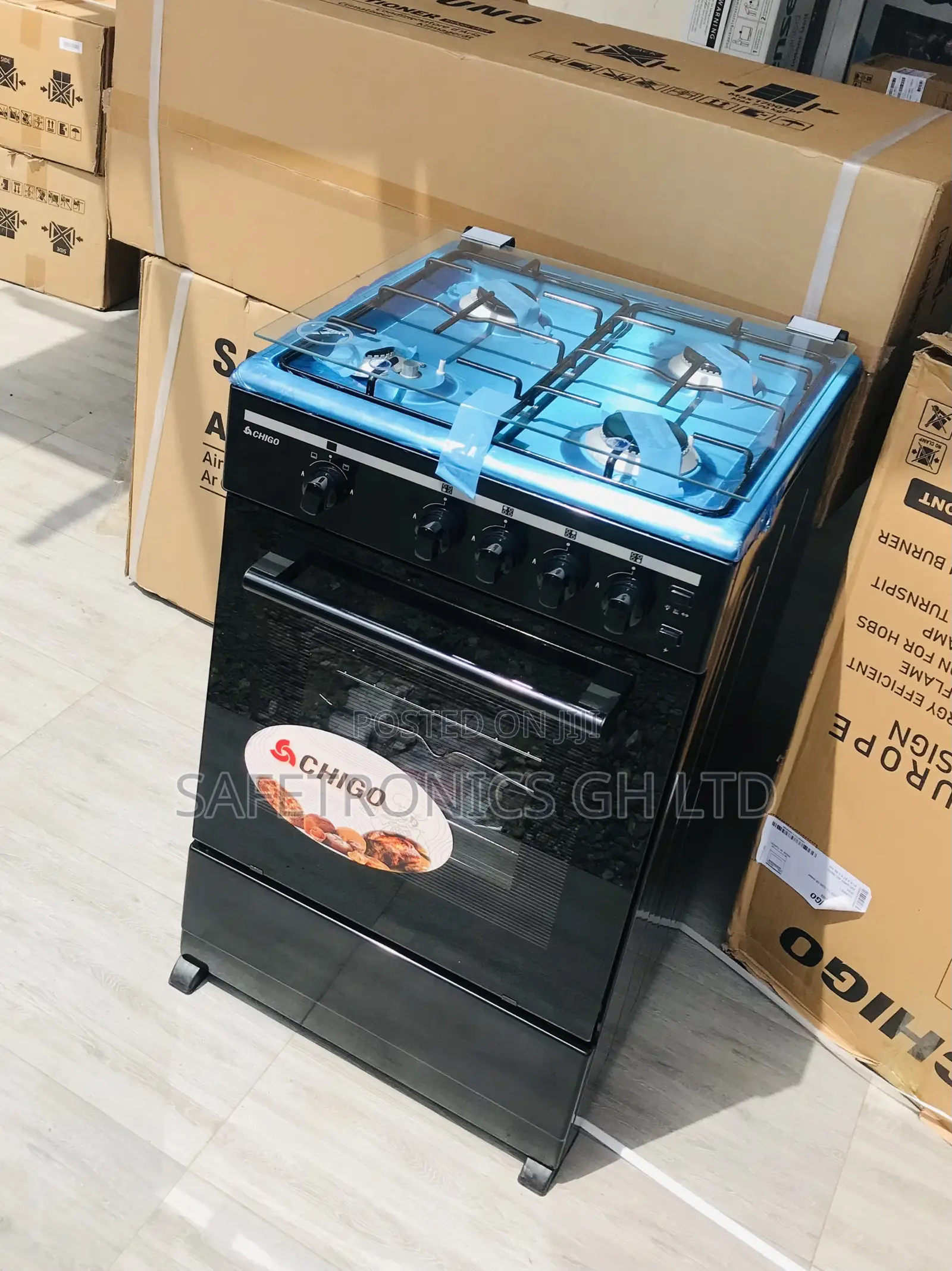 60by60 Oven/Grill 4 Gas Burner Chigo Black 