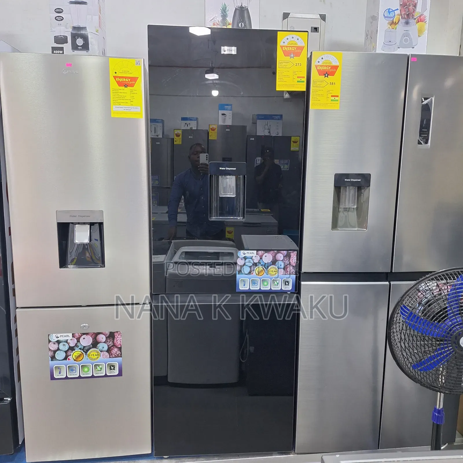 Ott Black_pearl Pf400bg Double Door Fridge_bottom Freezer