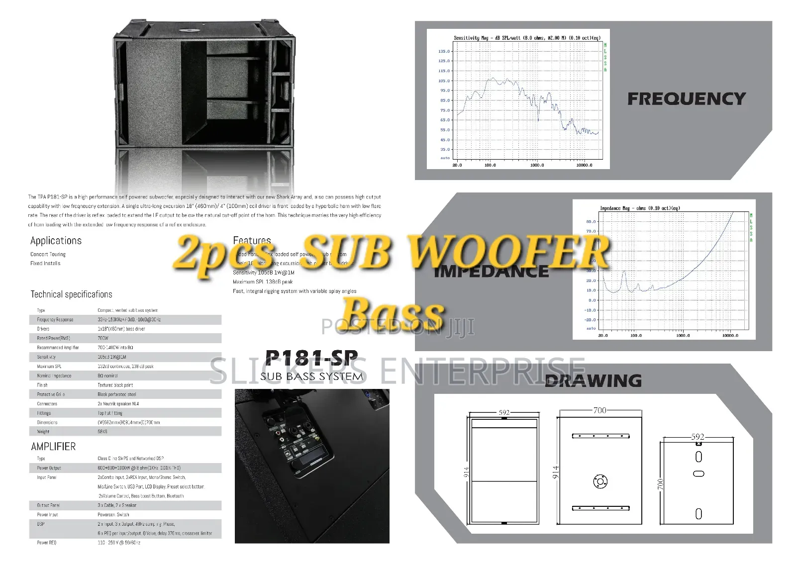 Tpa P181-Sp Sub Woofer Bass (2pcs) Speaker