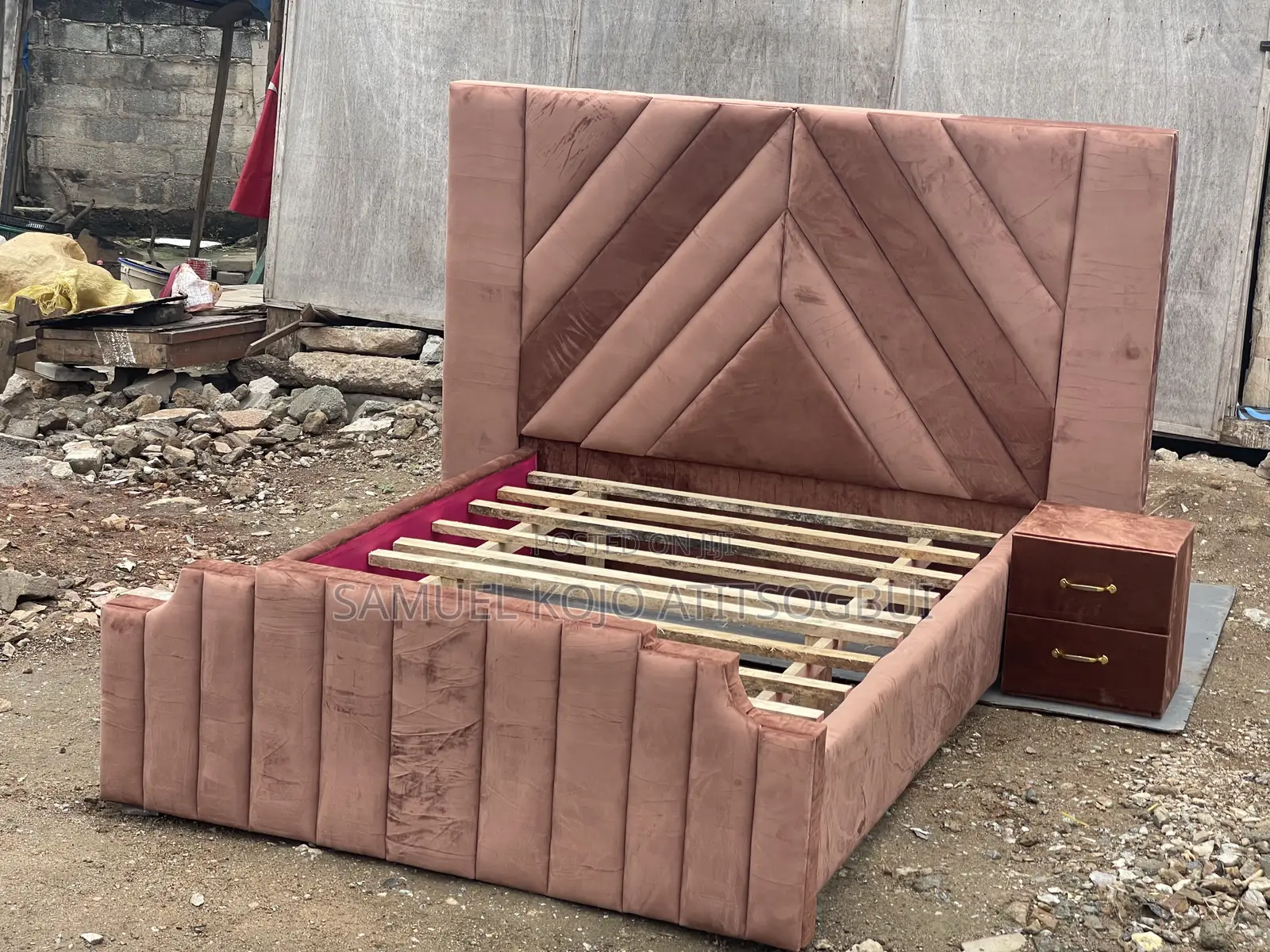Double Bed Frame With Side Drawer