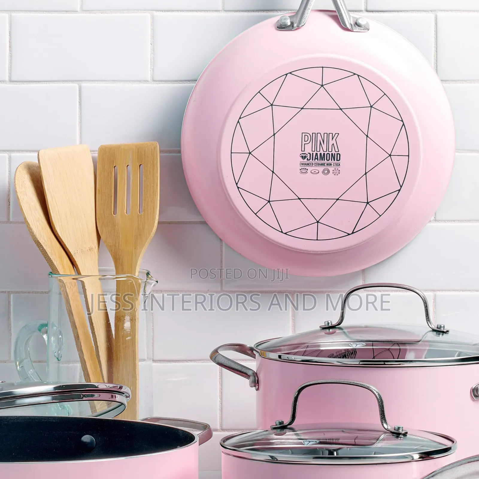 Pink Diamond 30-Piece Non-Stick Cookware Set 
(Pink)